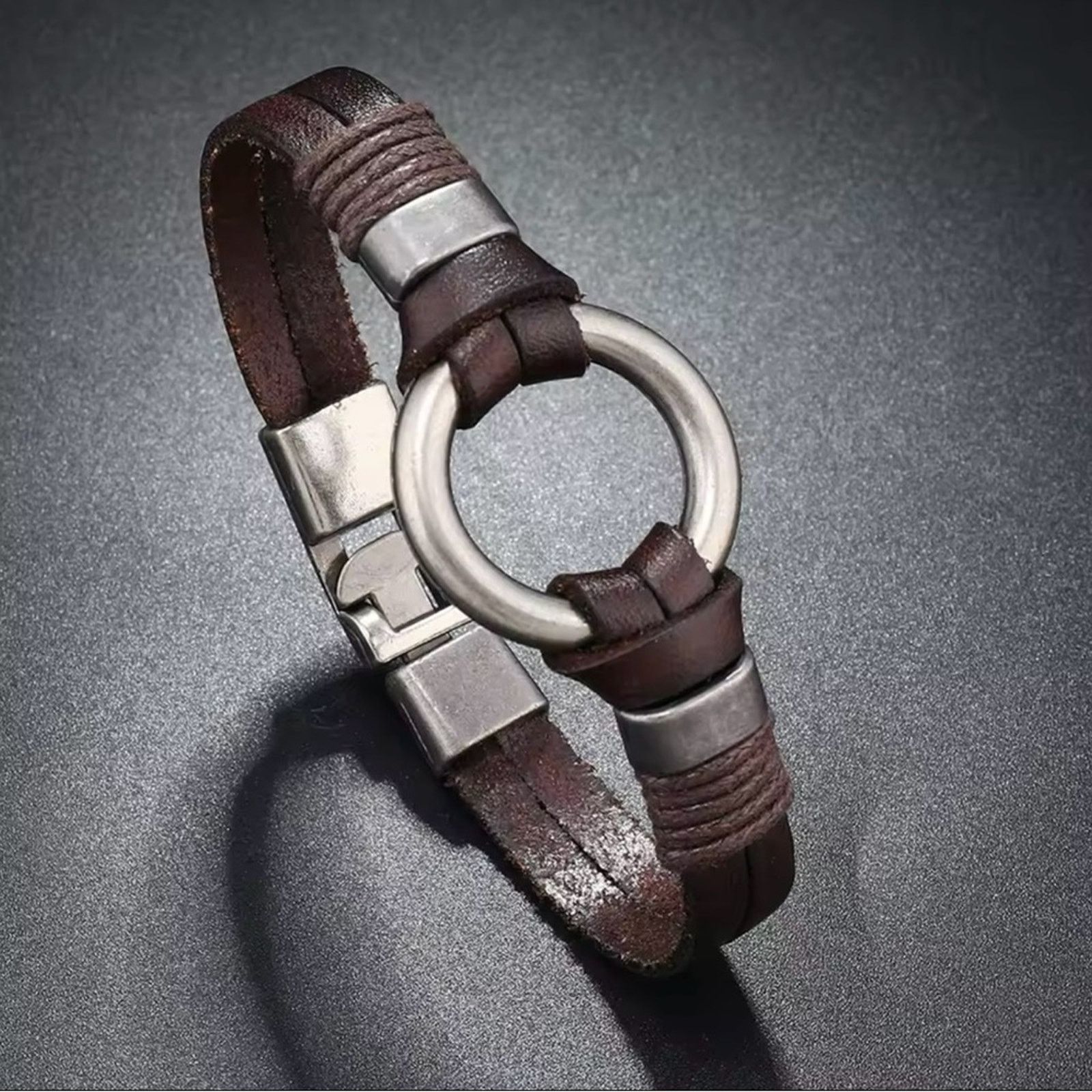 Other Men’s Genuine Leather Bracelet for Men 8” Size ONE SIZE - 1 Thumbnail