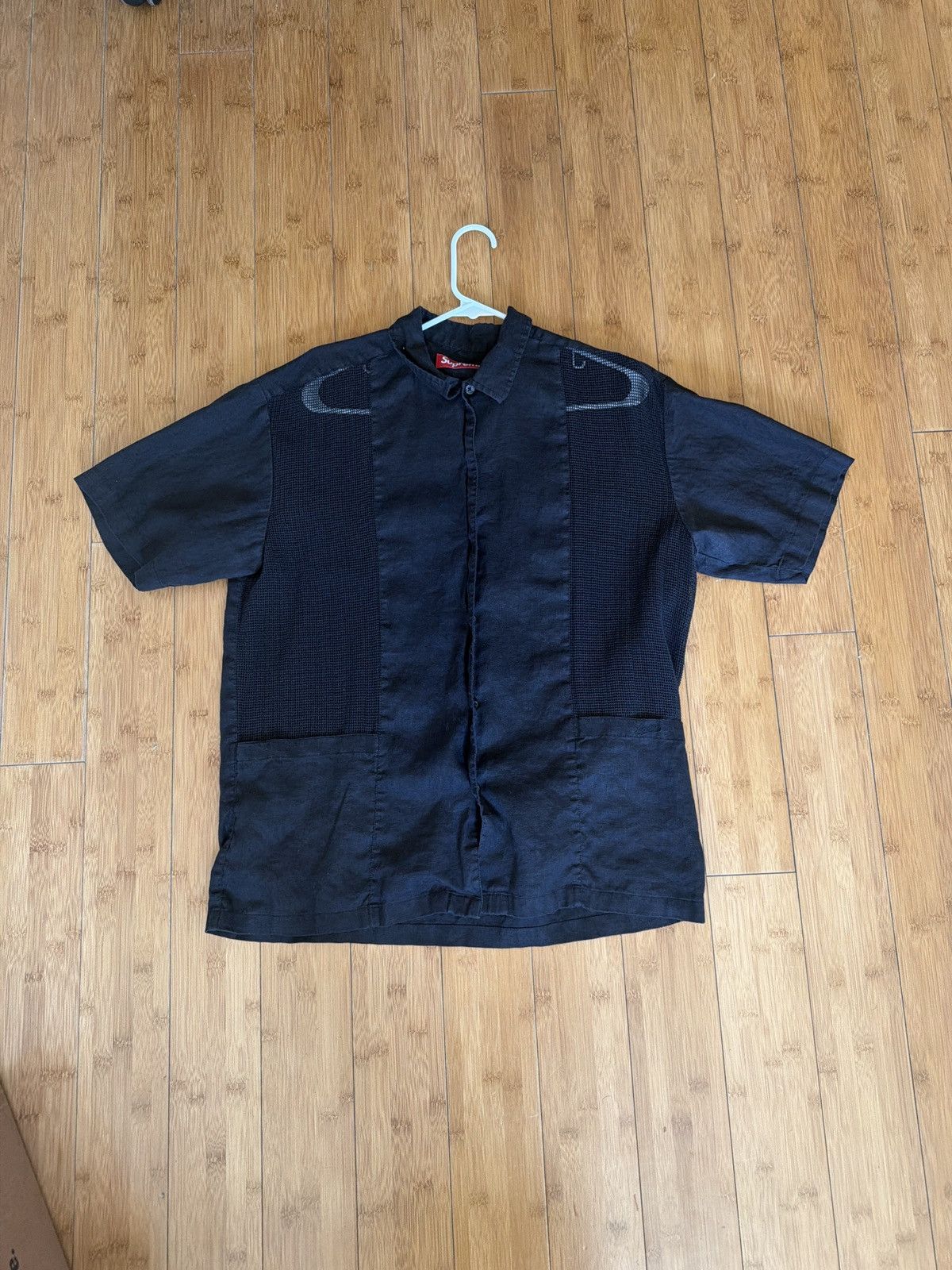 Supreme Supreme Mesh Panel Linen S/S Shirt Size US M / EU 48-50 / 2 - 1 Thumbnail