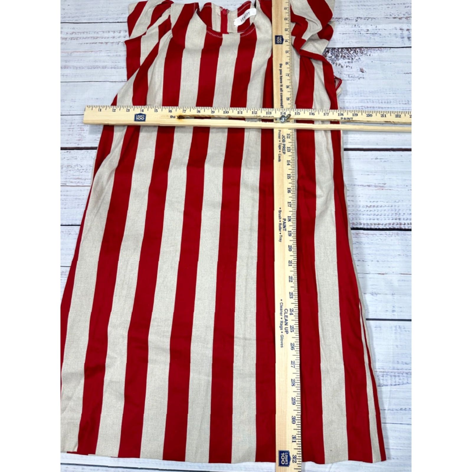 Vintage Lewitt Womens Short Flutter Sleeve Mini Dress Small Red Beige Stripe Dress Womens Small Red Beige Stripe Size 28" / US 6 / IT 42 - 2 Thumbnail