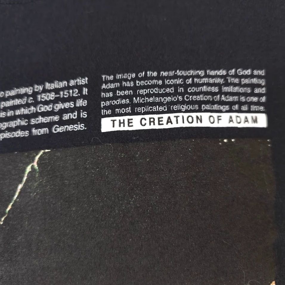 Vintage Michelangelo T Shirt Mens Size Small Black The Creation Of Adam Art Tee Size US S / EU 44-46 / 1 - 4 Thumbnail