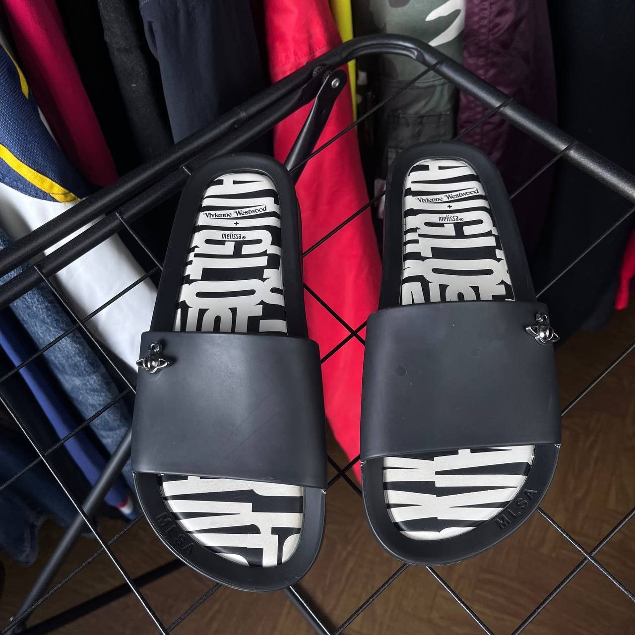 Melissa × Vivienne Westwood Vivienne Westwood Anglomania x Melissa Black Slides Sandals Size US 8 / IT 38 - 2 Thumbnail