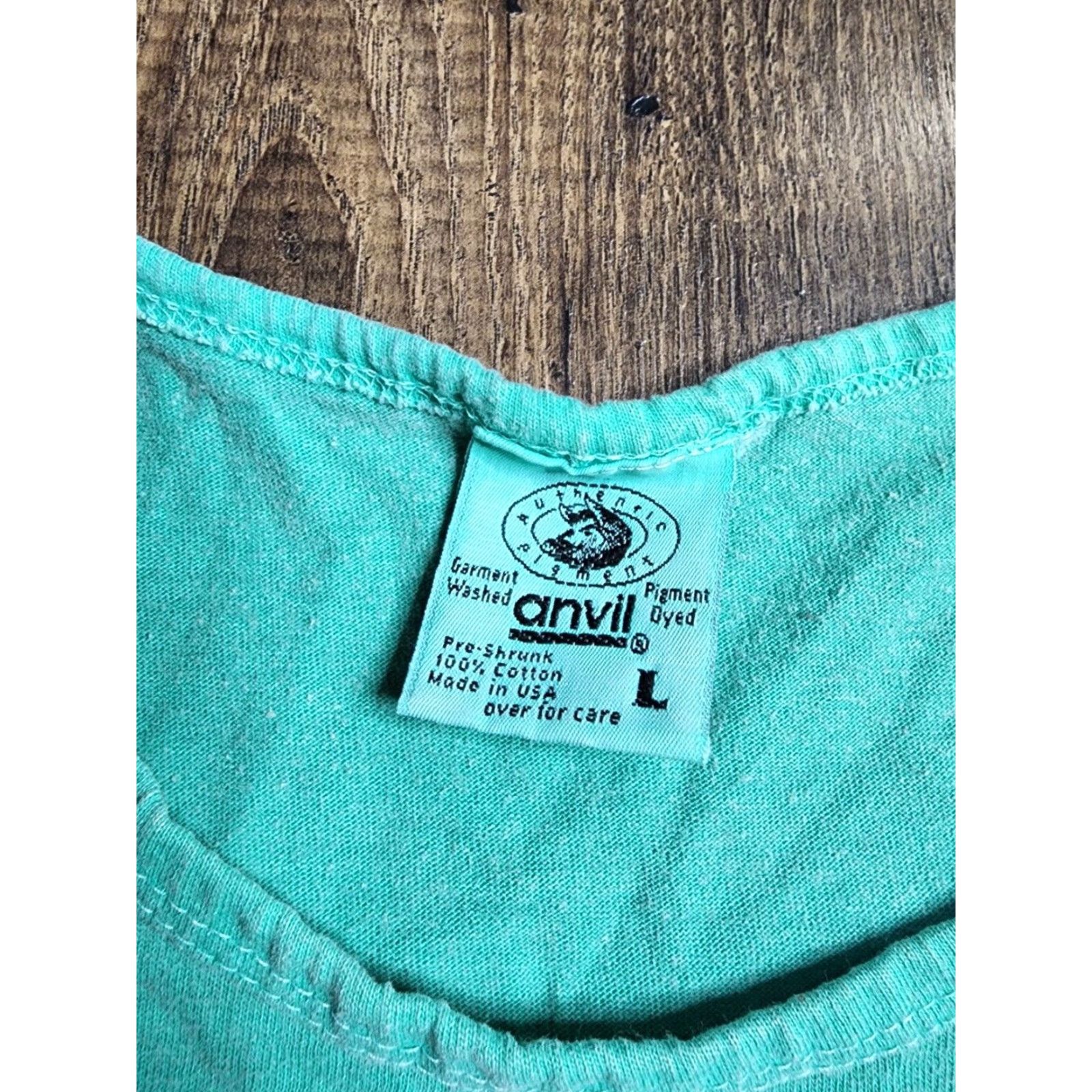Anvil VINTAGE Anvil Mens Green Embroidered Champ Tank Top T Shirt Distressed 90s Cotton Size US L / EU 52-54 / 3 - 6 Thumbnail