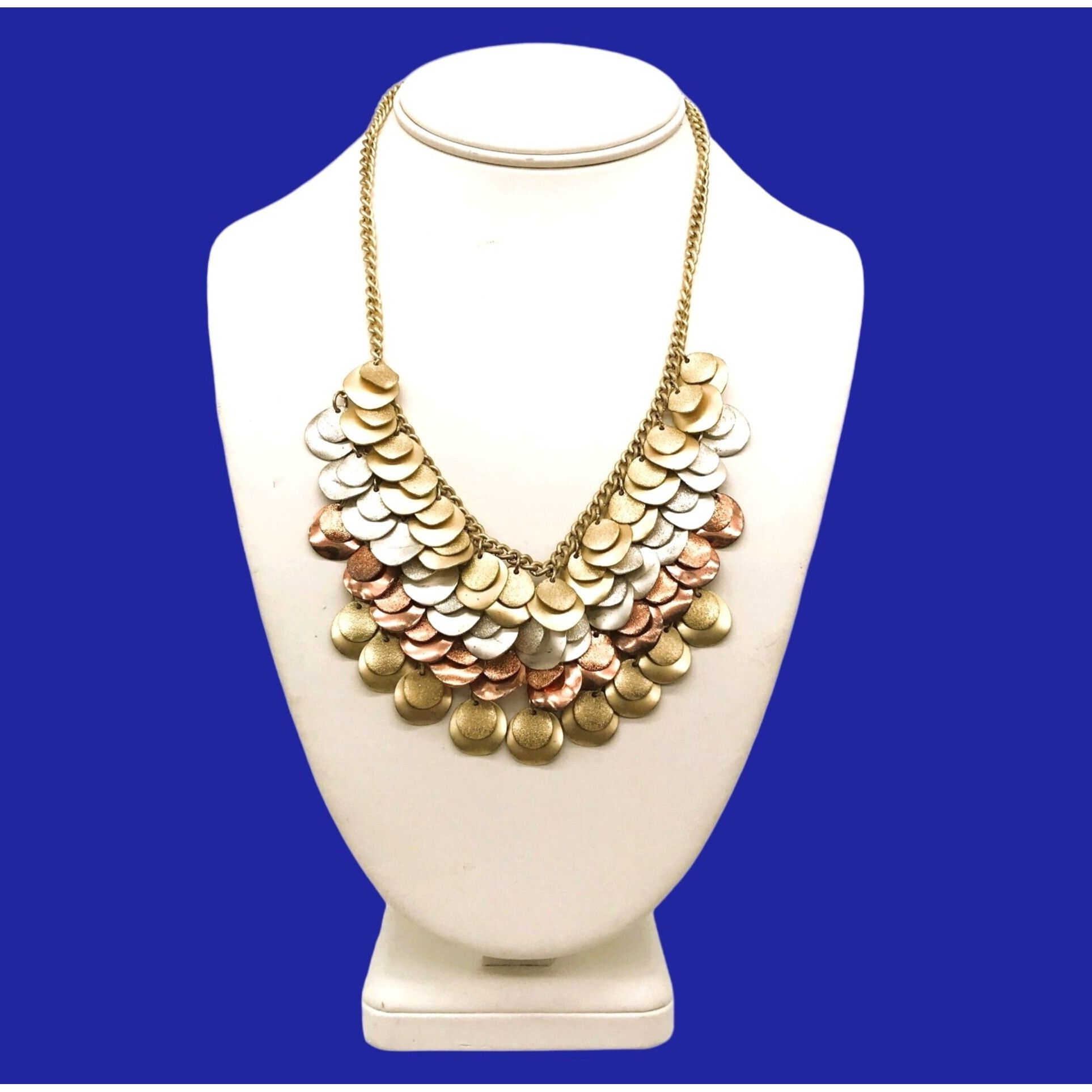 Other Layered Mesh Metal Discs Bib Necklace Silver Copper Gold Shi Size ONE SIZE - 3 Thumbnail