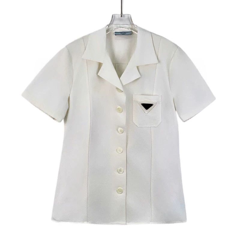 Prada Prada 23 white triangle label cotton lapel single-breasted Size US XXS / EU 40 - 1 Thumbnail