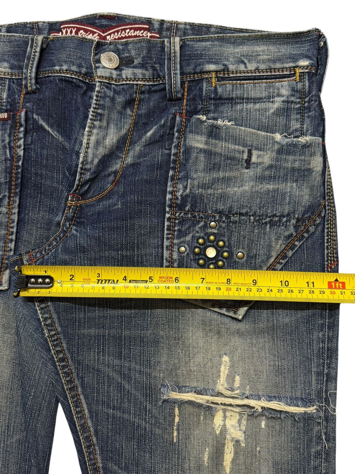 Tornado Mart Vintage 90s Liberto Blue Faded Wash Paint Distress Wide Leg Size US 34 / EU 50 - 13 Thumbnail