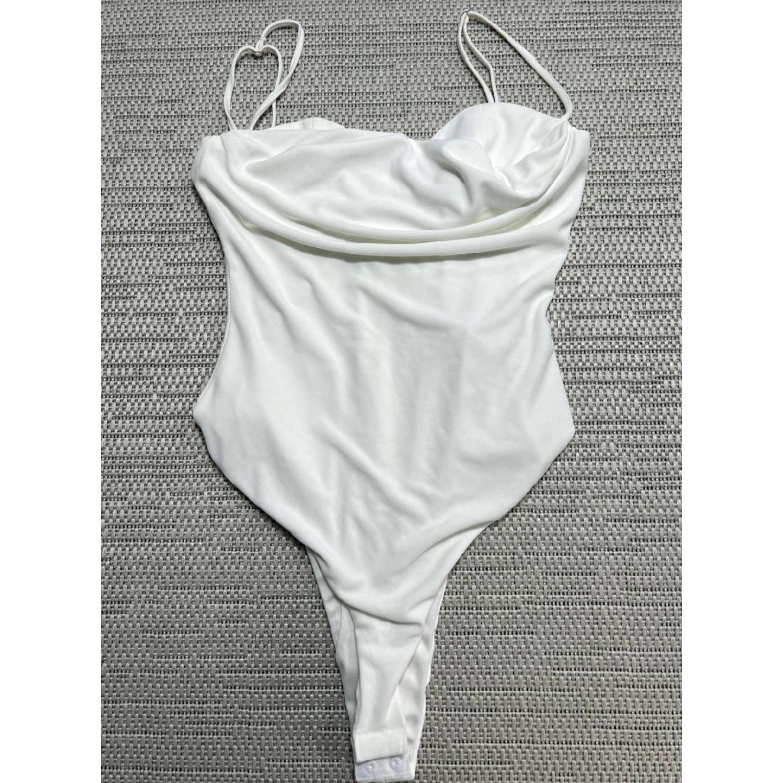 Zara Zara Bodysuit Womens XS White Drape Neck Adjustable Straps Padded Sleeveless Spaghetti Zip Pattern Solid Size XS / US 0-2 / IT 36-38 - 2 Thumbnail