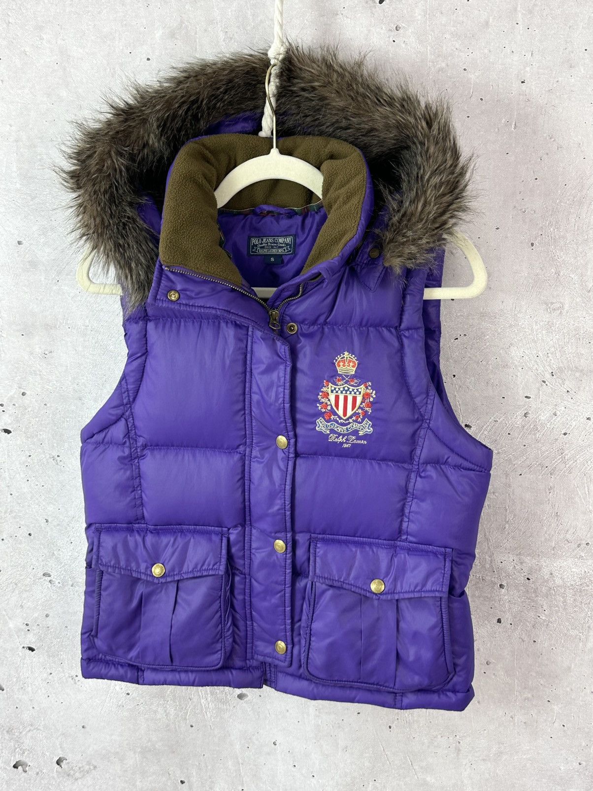 ジャケット・アウター polo ralphlauren / women down vest Vintage Polo Ralph Lauren Puffer Down Women's Vest with Fur