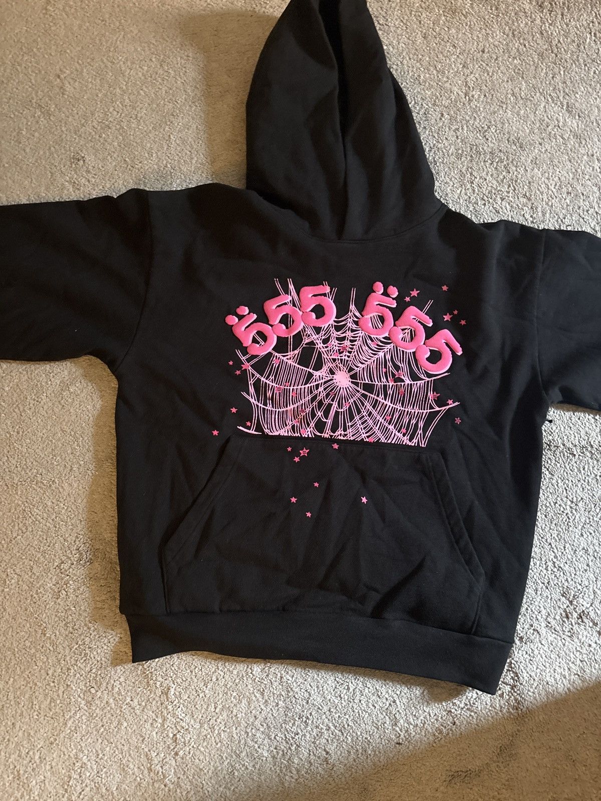 Sp5der Sp5der Angel Number Hoodie Black/Pink | Grailed