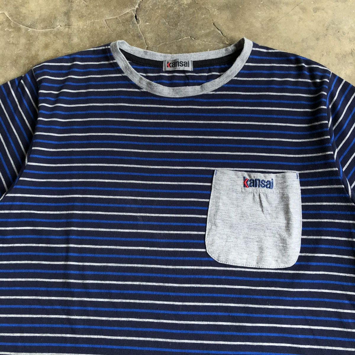 Japanese Brand 2000s Kansai Yamamoto Japan Pocket Stripe T-shirt Size US L / EU 52-54 / 3 - 3 Thumbnail