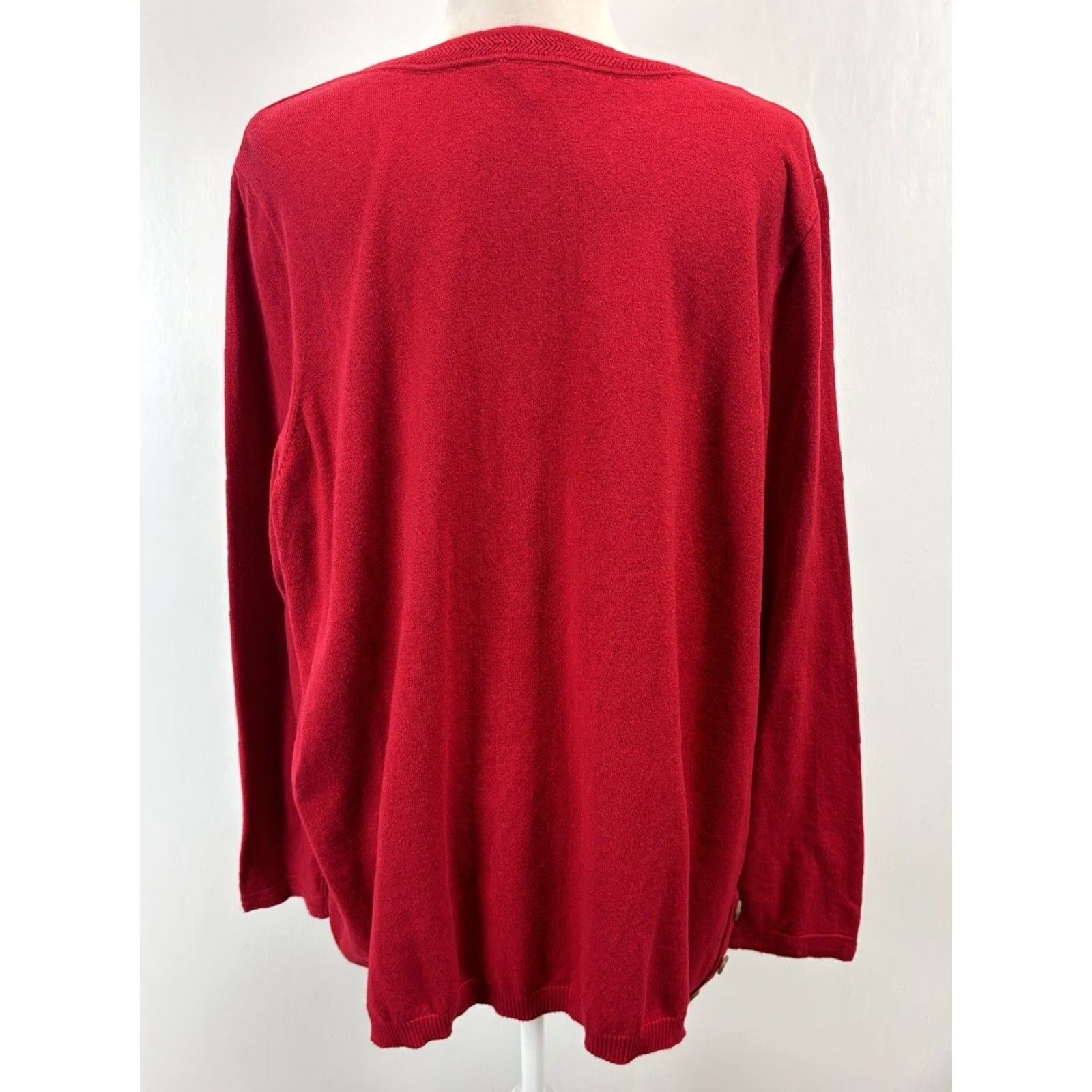 Talbots Talbots Women's Plus Size Tunic Sweater Red V-Neck Long Sleeve Cotton Blend 2X Size XXL / US 16-18 / IT 52-54 - 3 Thumbnail