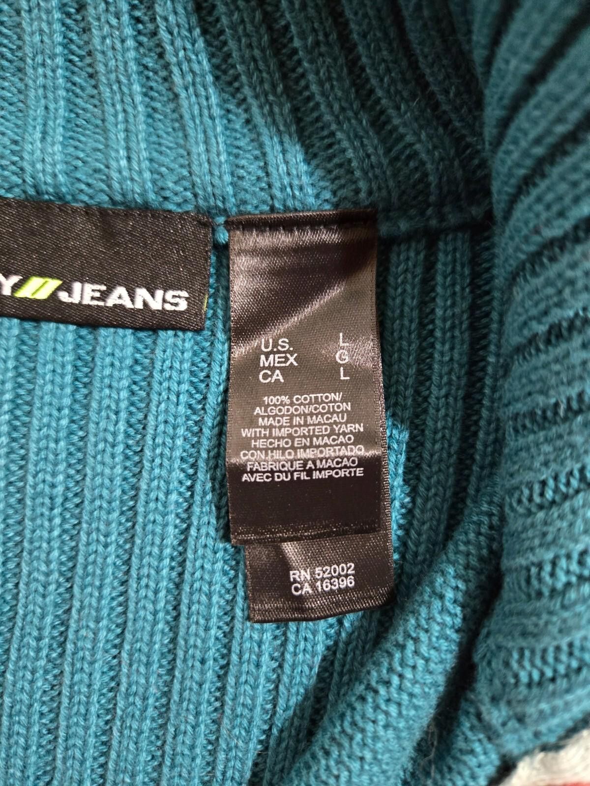 DKNY Women's DKNY Jeans Sweater Turquoise Y2K Ribbed 1/4 Zip EUC Size L / US 10 / IT 46 - 3 Thumbnail