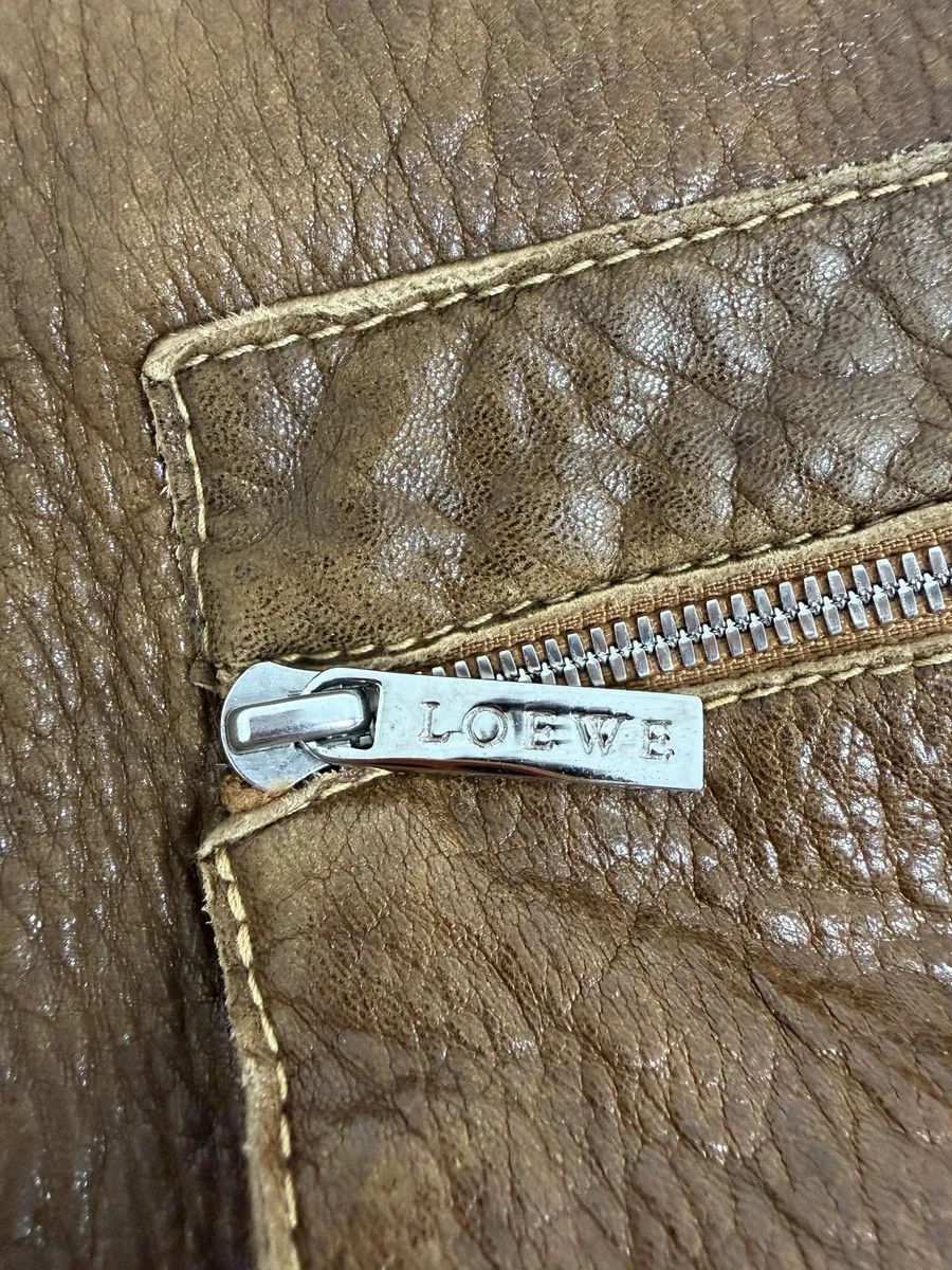 Loewe 2000s Loewe Brown Eroded Grained Premium Leather Bomber Jacket Size US M / EU 48-50 / 2 - 10 Thumbnail