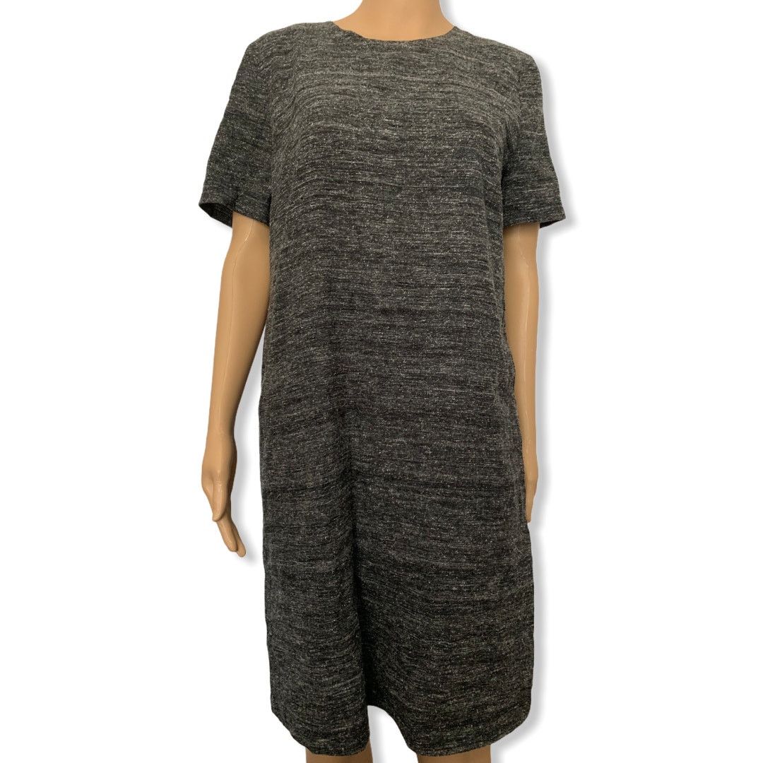 Eileen Fisher NEW Eileen Fisher Heathered Gray Silk Linen Shift Dress S Size S / US 4 / IT 40 - 2 Thumbnail