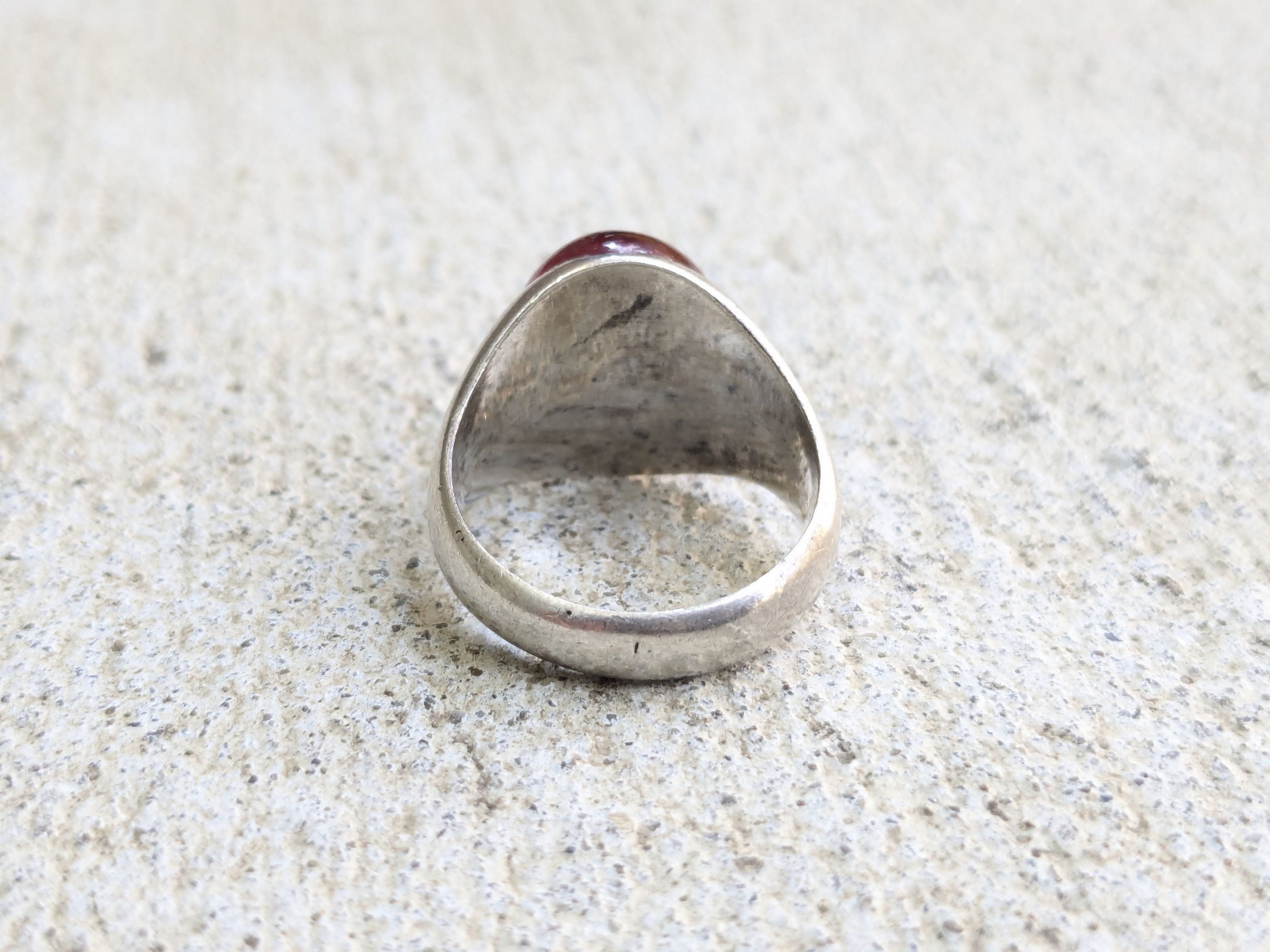 Jewelry Vintage Sterling Silver Ring Red Glass Oval Cabochon 7 Size ONE SIZE - 7 Thumbnail