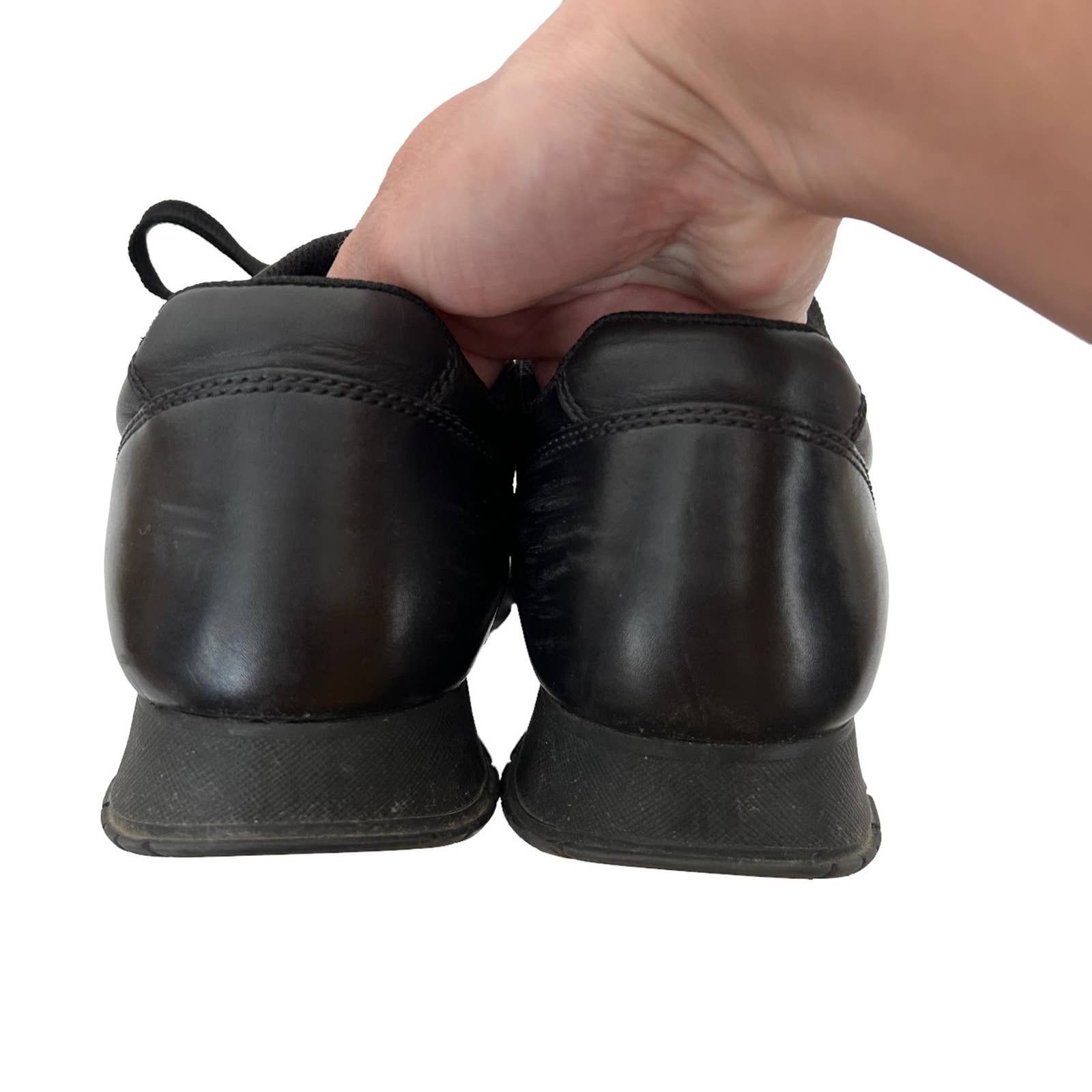 Prada Prada Black Leather Sneakers Sz 41 Size US 11 / IT 41 - 6 Thumbnail