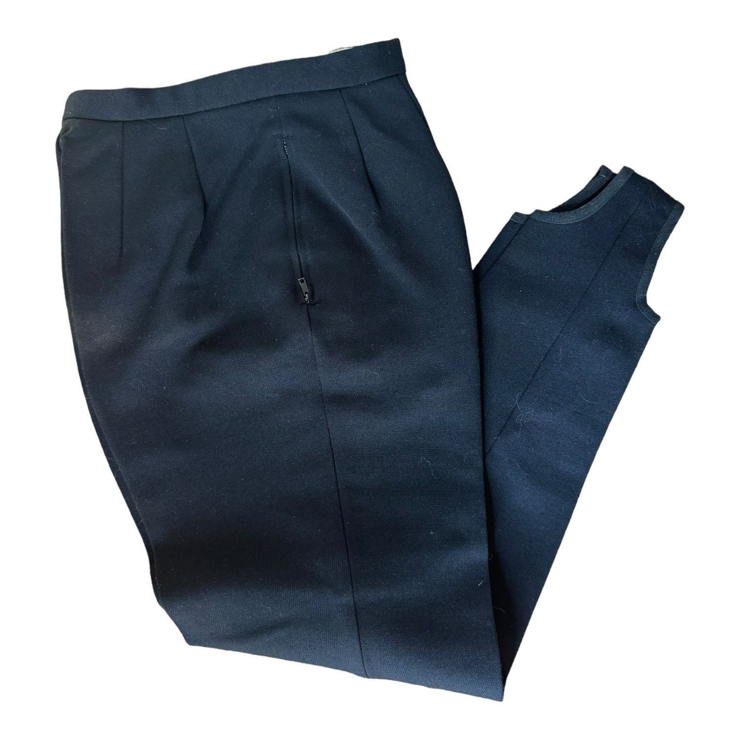 Vintage 1960s Helanca Wool Blend Stirrup Ski Pants Black small Size 27" / US 4 / IT 40 - 2 Thumbnail