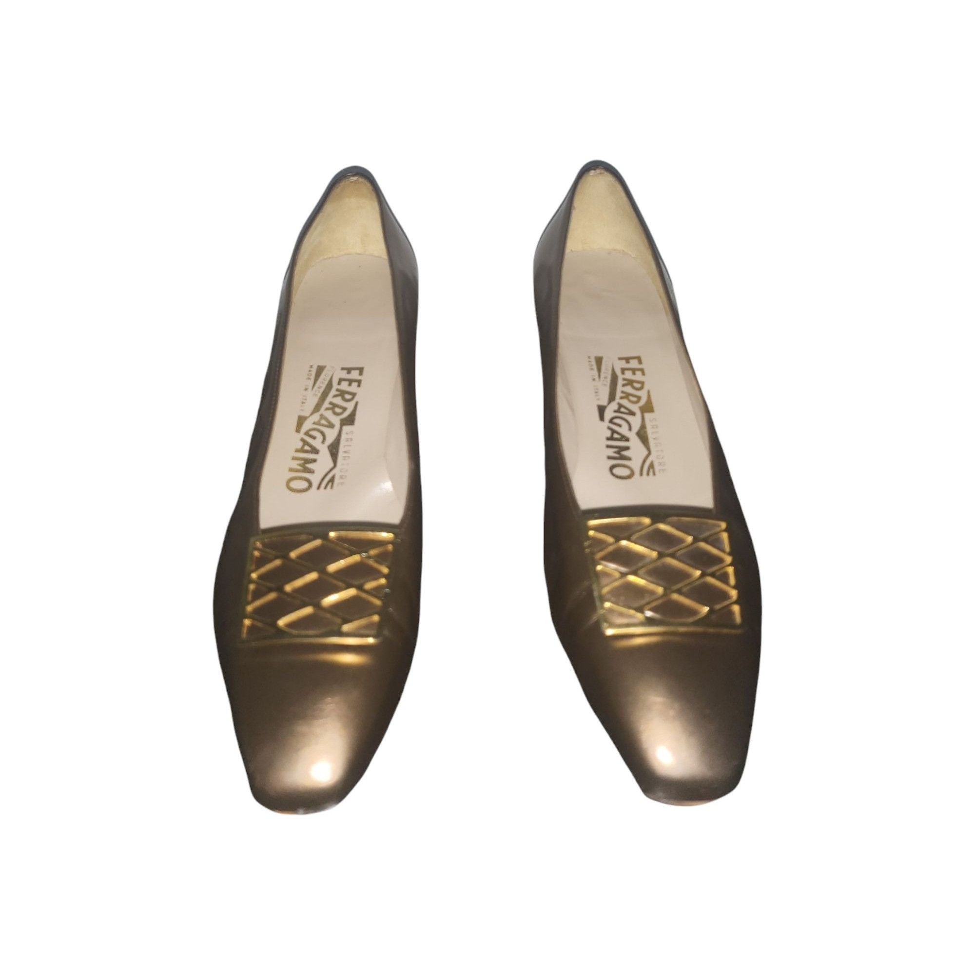 Salvatore Ferragamo Block Heels Women Sz 7.5 Italian Copper