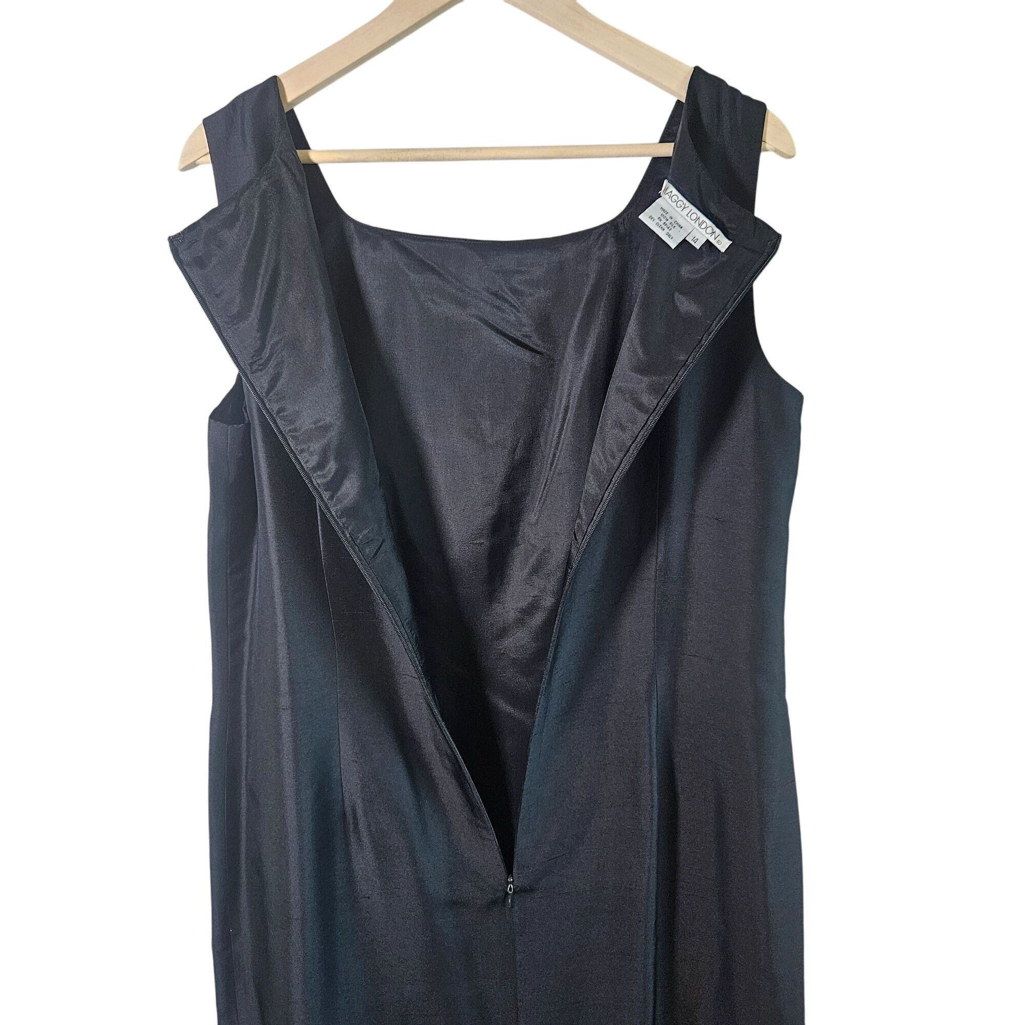 MAGGY LONDON Maggy London Womens Silk Dress Black 14 quiet luxury weddin Size XL / US 12-14 / IT 48-50 - 5 Thumbnail