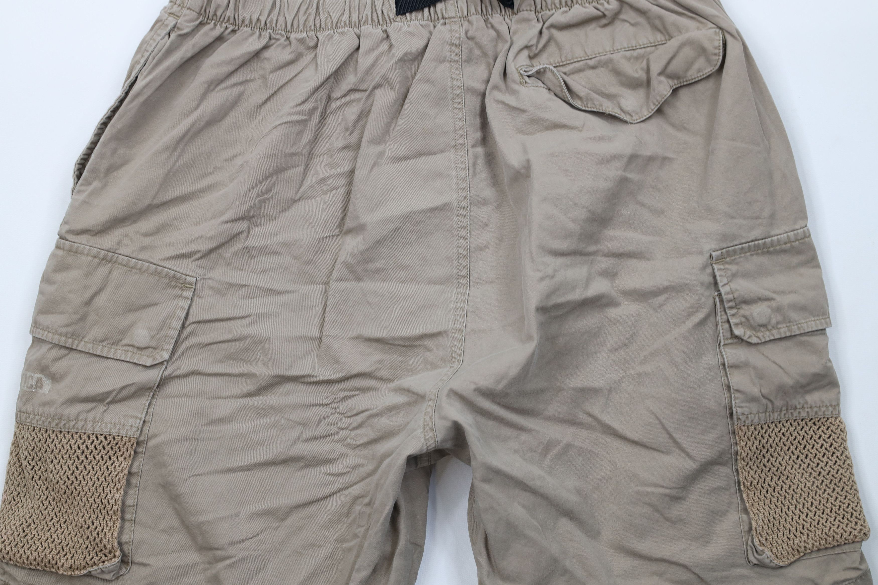 Nautica × Vintage Vintage 90s Nautica Spell Out Belted Mesh Cargo Shorts Beige Size US 34 / EU 50 - 14 Thumbnail