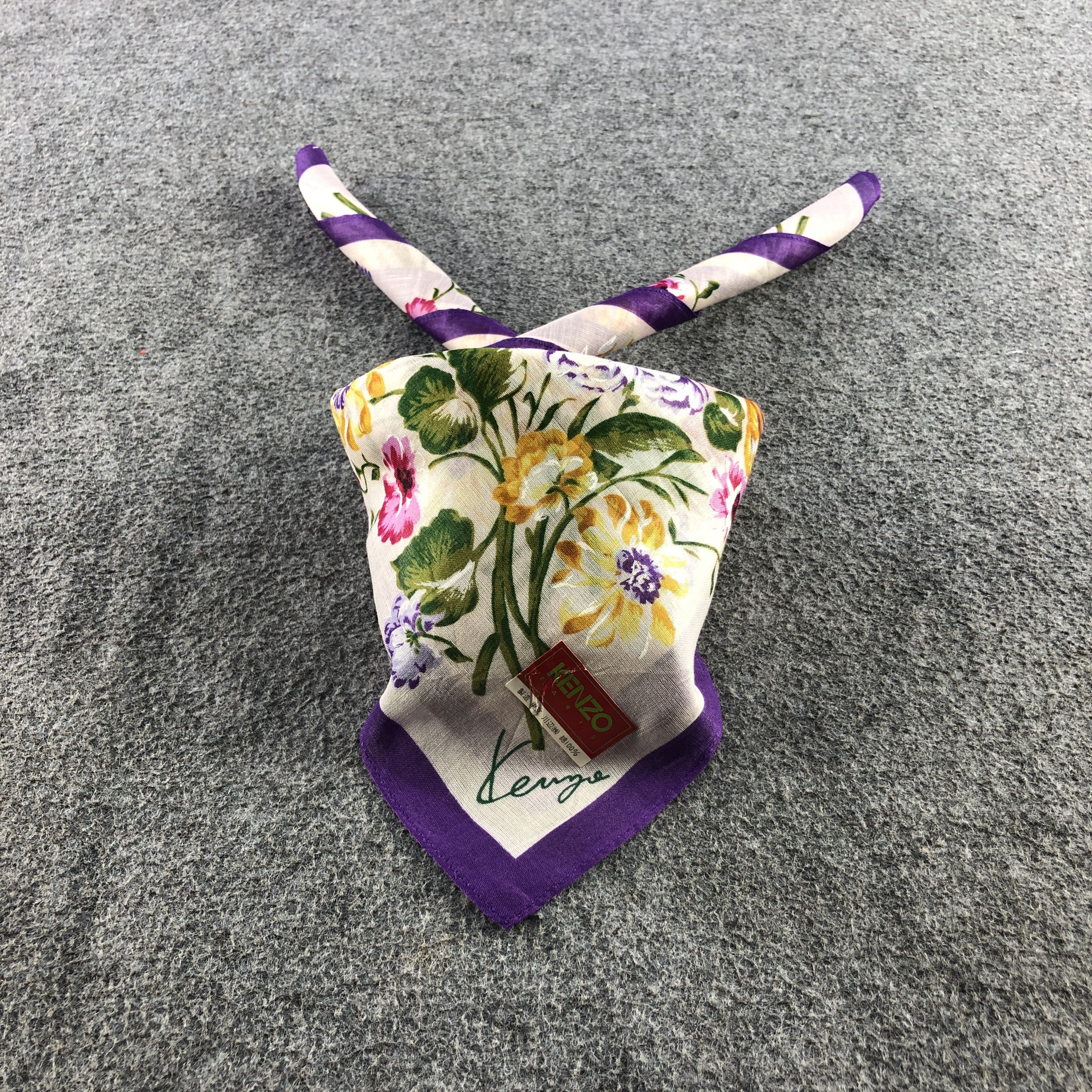 Kenzo × Vintage Kenzo Floral Handkerchief Neckerchief Bandana H2416 Size ONE SIZE - 1 Thumbnail