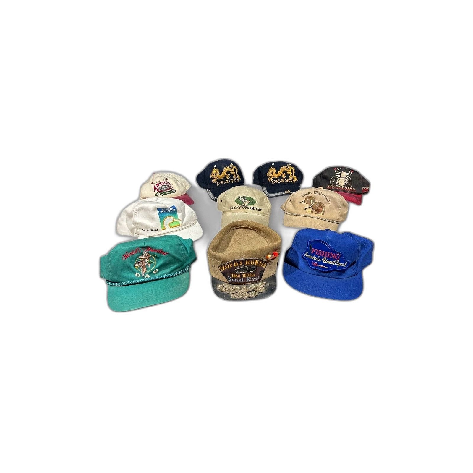 Vintage Lot of 10 Fishing Animal Snapback Hat Pin Ducks Unlimited VT Size ONE SIZE - 1 Thumbnail
