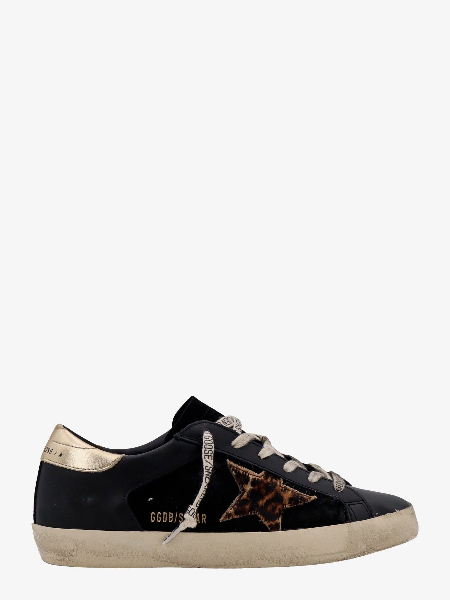image of Golden Goose Super-Star Double Quarter Woman Black Sneakers, Women's (Size 5)