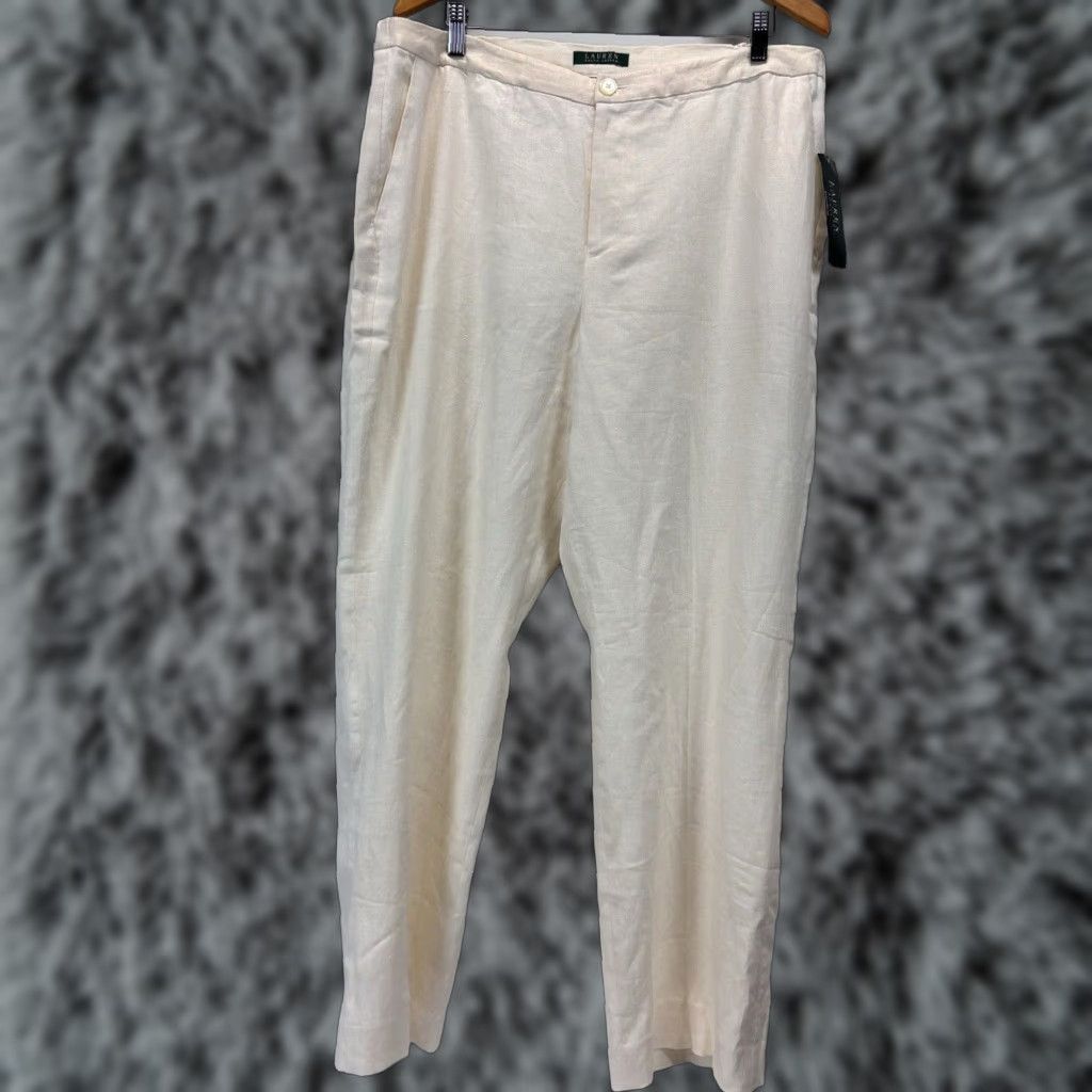 Ralph Lauren Lauren Ralph Lauren Linen Pants Womens 20W Plus Ivory Dress Pants Career Wear Size 42" / US 20 - 1 Thumbnail