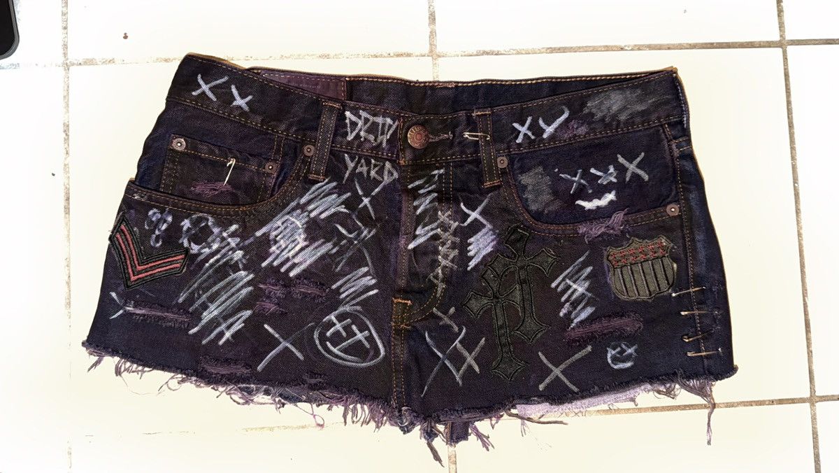 Other Vintage 1of1 Burgundy distressed denim jean skirt Sz. 31 Size 31" - 3 Thumbnail