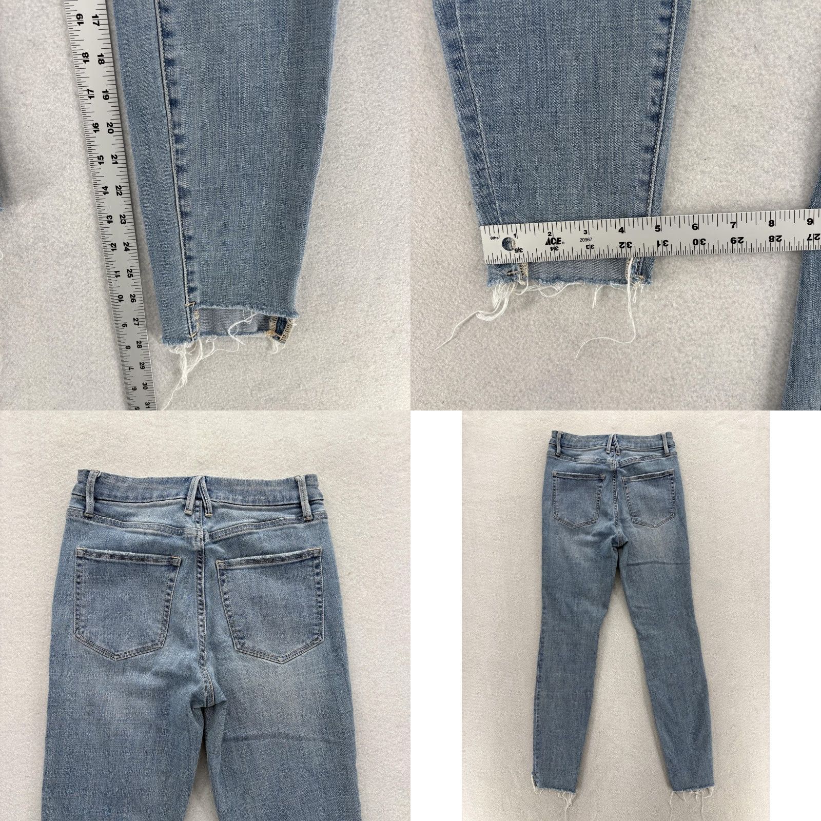 Good American Good American Jeans Womens 4 Skinny Blue Mid Rise Frayed Hem Stretch Denim Size 27" / US 4 / IT 40 - 8 Thumbnail