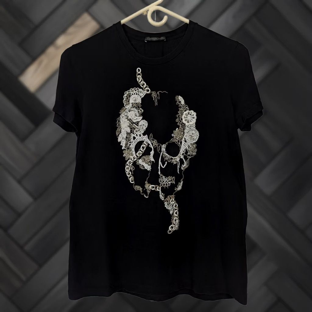 Alexander McQueen VINTAGE Alexander McQueen Archive Embroidered Skull Sequin Diamond T Shirt Black Size 40 Mens? Womens? Size S / US 4 / IT 40 - 1 Thumbnail
