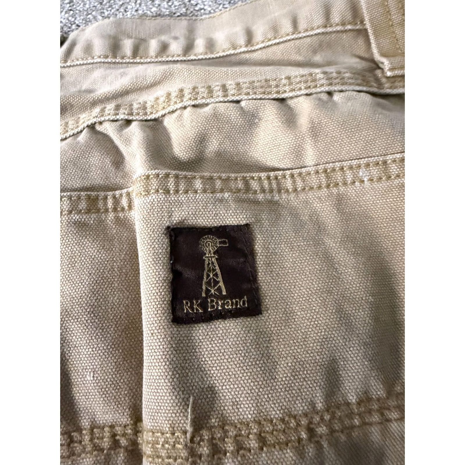Vintage RK Brand Carpenter Pants Mens 42x32 Beige Canvas Relaxed Fit Utility Workwear Pants Size US 42 / EU 58 - 8 Thumbnail