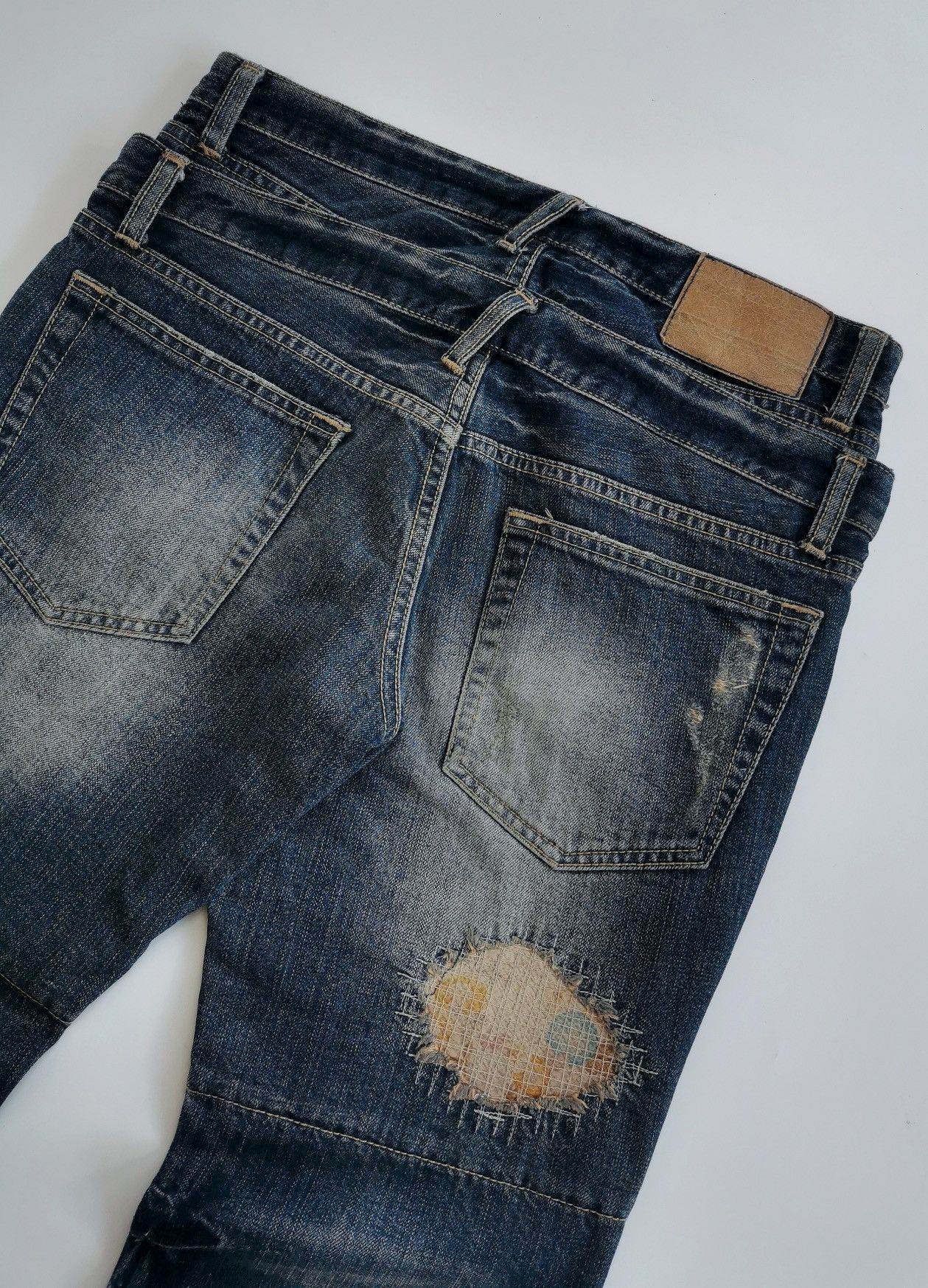 PPFM × The Smiths PPFM Double Waist Patchwork Distressed Denim Jeans Size US 32 / EU 48 - 11 Thumbnail