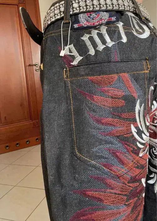 Other Embroidered Flower Wings Male Denim Pants Size US 36 / EU 52 - 4 Thumbnail