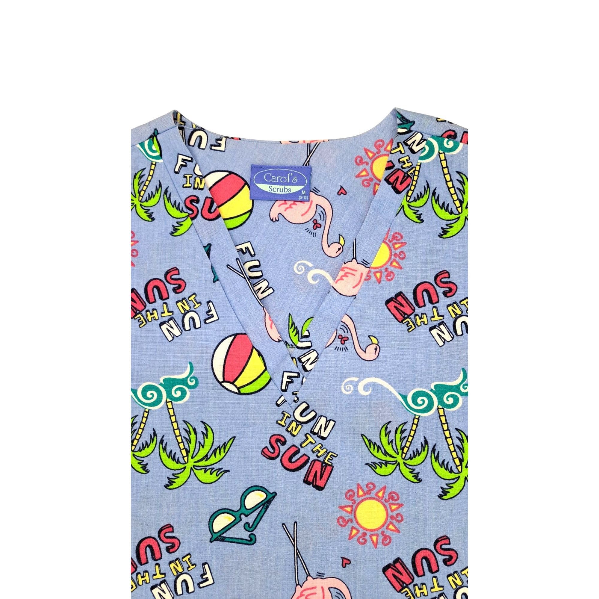 Other Carol's Scrubs Fun In The Sun Beach Scrub Top Flamingo Palm Size M / US 6-8 / IT 42-44 - 3 Thumbnail
