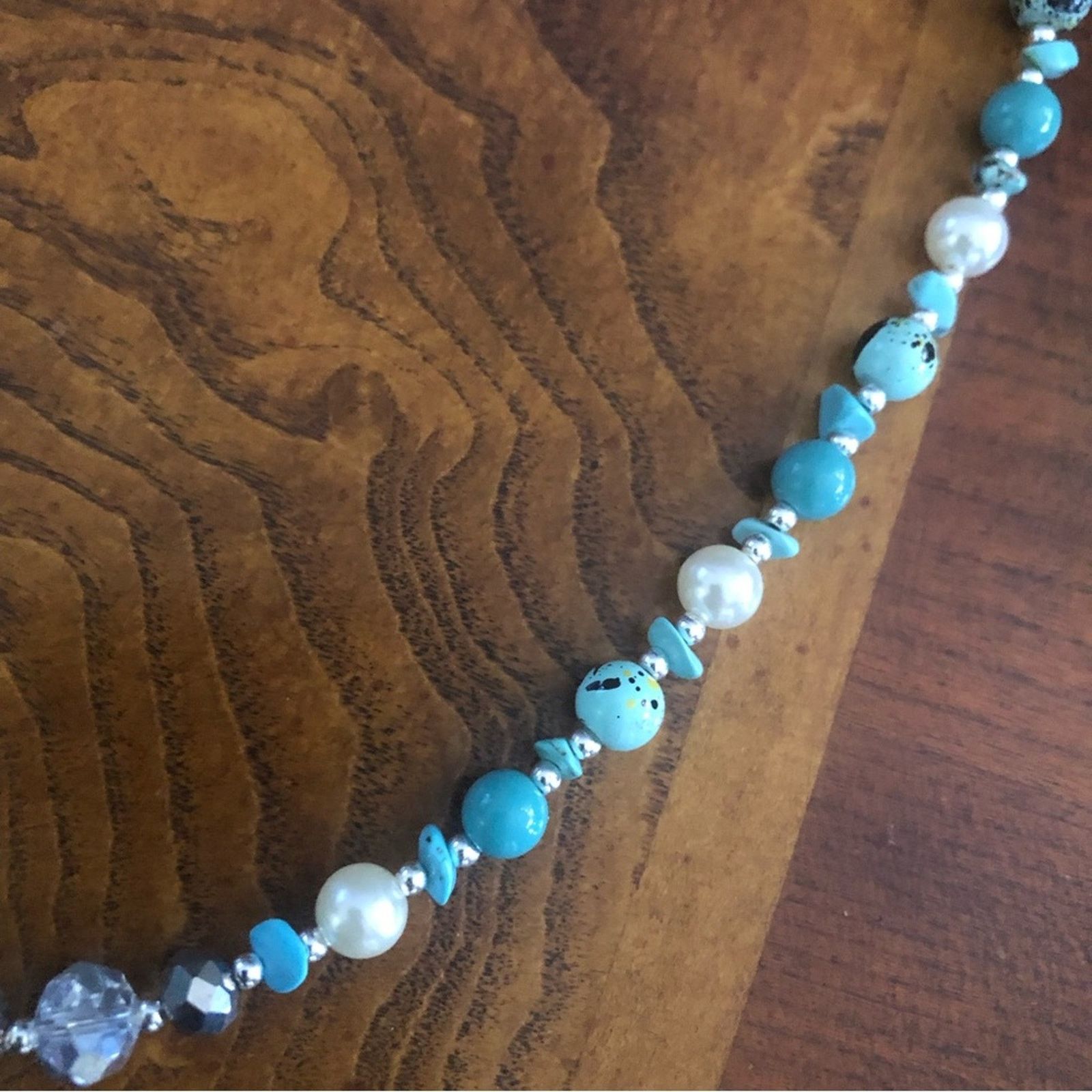 Handmade Handcrafted repurpose howlite stone beaded necklace Size ONE SIZE - 9 Thumbnail