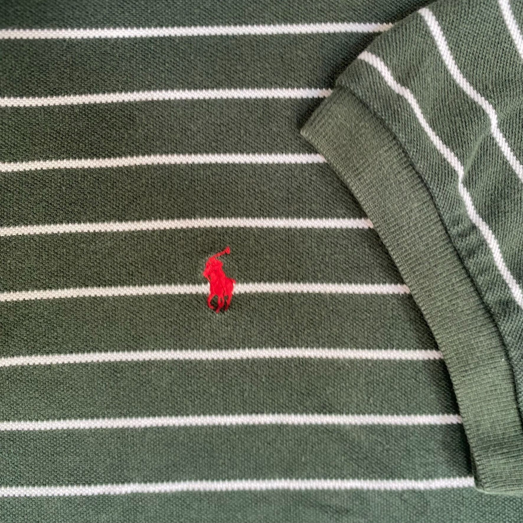 Polo Ralph Lauren Vintage Y2K Ralph Lauren Shirt Green Striped Logo Polo Shirt Size US XL / EU 56 / 4 - 3 Thumbnail