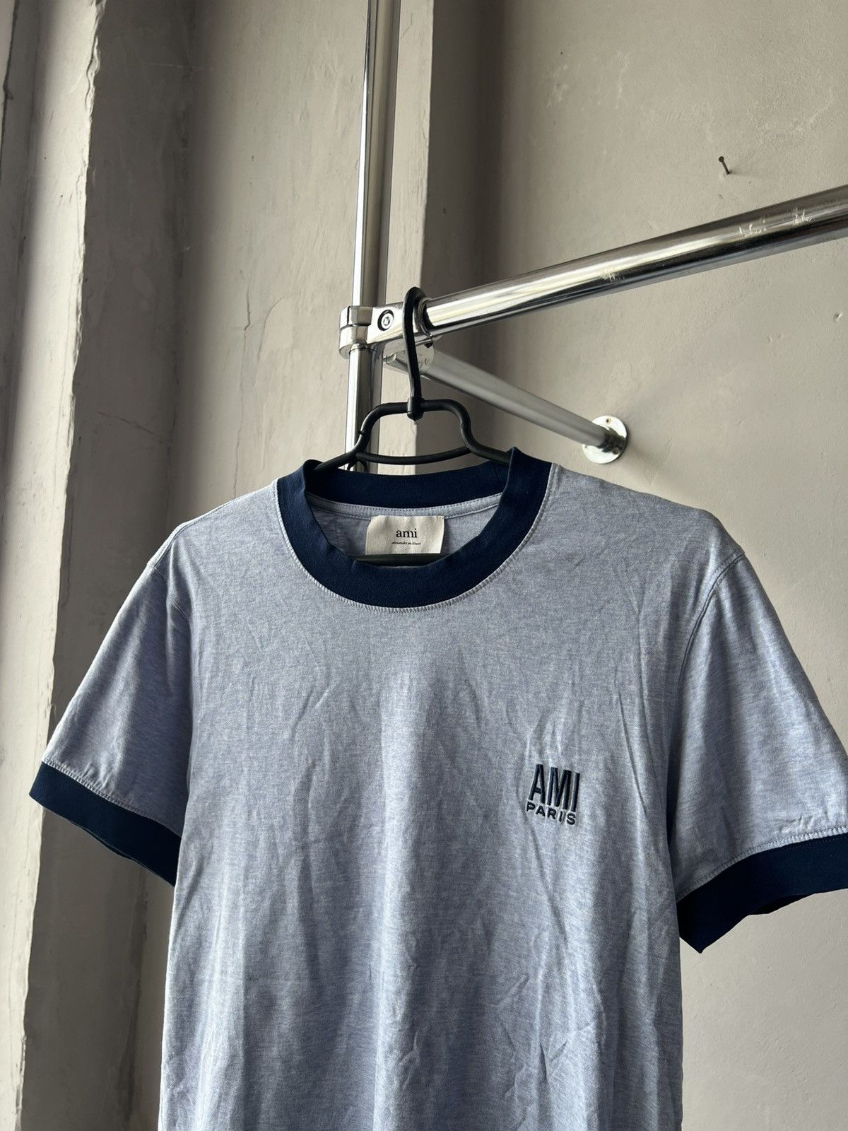AMI AMI PARIS BY ALEXANDRE MATTIUSSI MENS SOLID BLUE T SHIRT Size US S / EU 44-46 / 1 - 4 Thumbnail