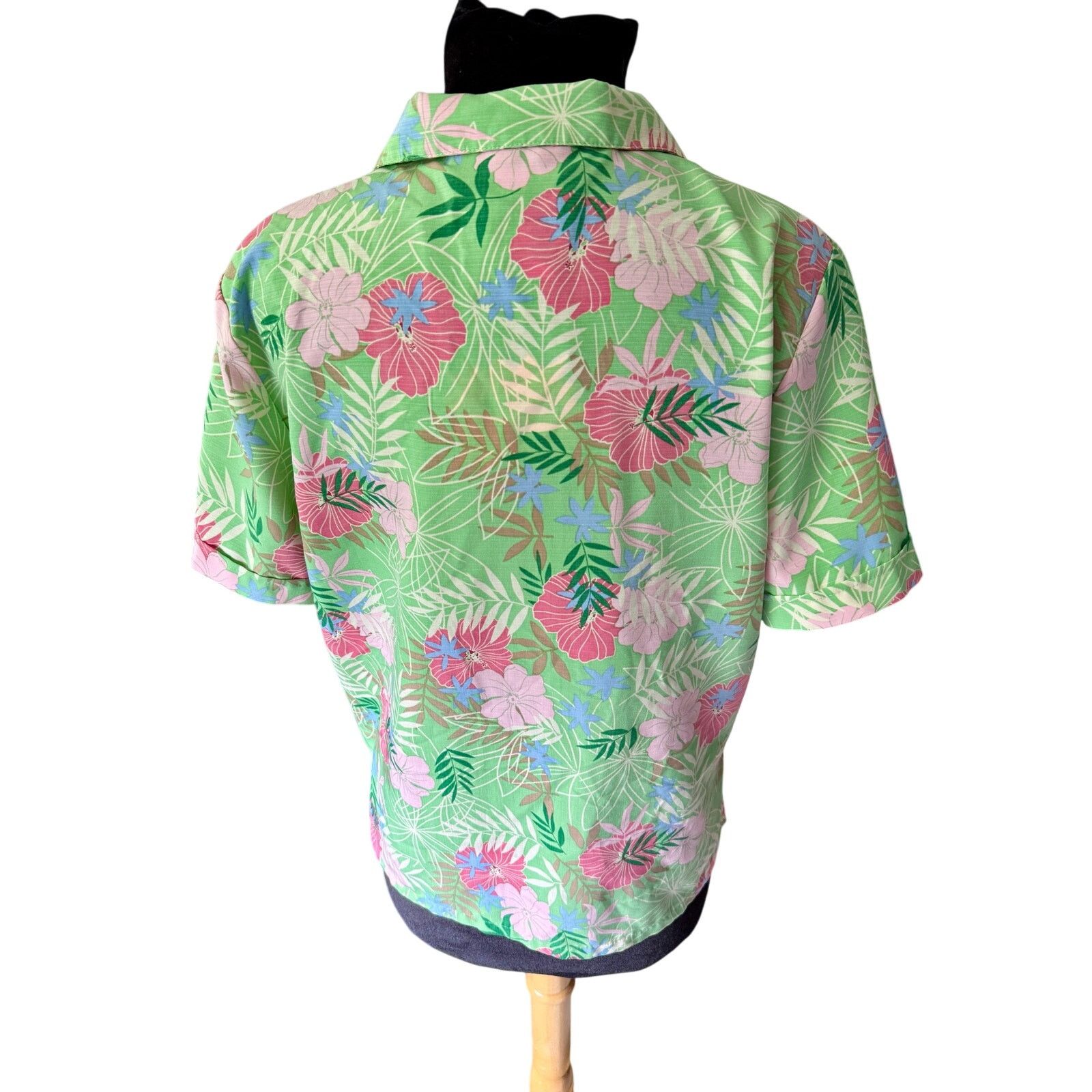 Vintage Vintage 90’s Sag Harbor Green Pink Hawaiian Blouse Medium Size M / US 6-8 / IT 42-44 - 6 Thumbnail