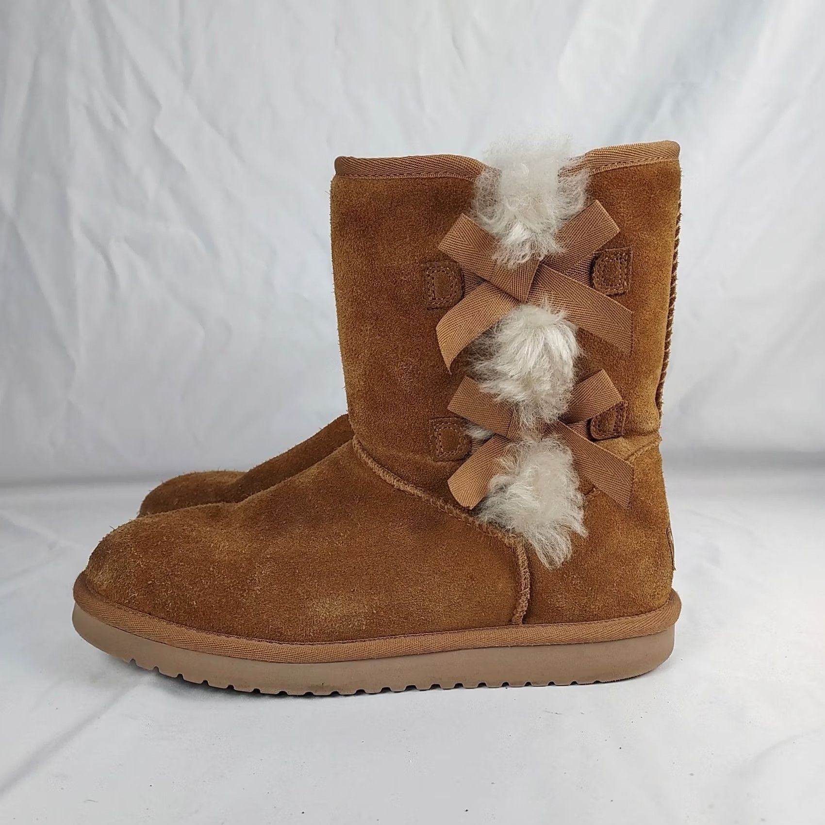 Vintage Koolaburra by UGG Women’s Boots Chestnut Suede Faux Fur Bow Winter Boots 8 Brown Suede Mid-Calf Snow Boot Womens Size US 8 / IT 38 - 2 Thumbnail