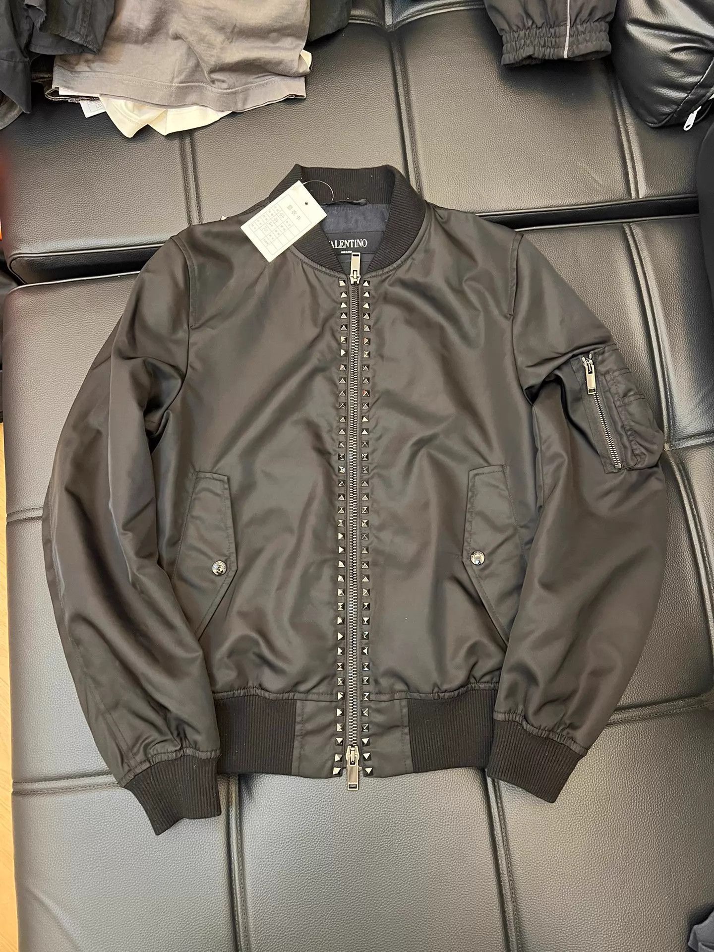 Valentino Black Studded Bomber Jacket with Zip Pockets Size US S / EU 44-46 / 1 - 1 Thumbnail