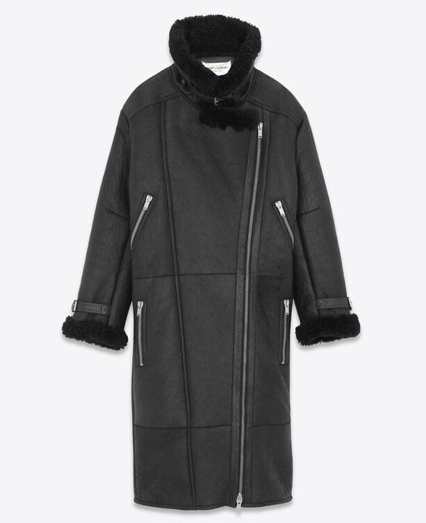 Saint Laurent Paris o1bcso1str1225 Long Aviator Jacket in Aged-Leather in Black Size XS / US 0-2 / IT 36-38 - 1 Thumbnail
