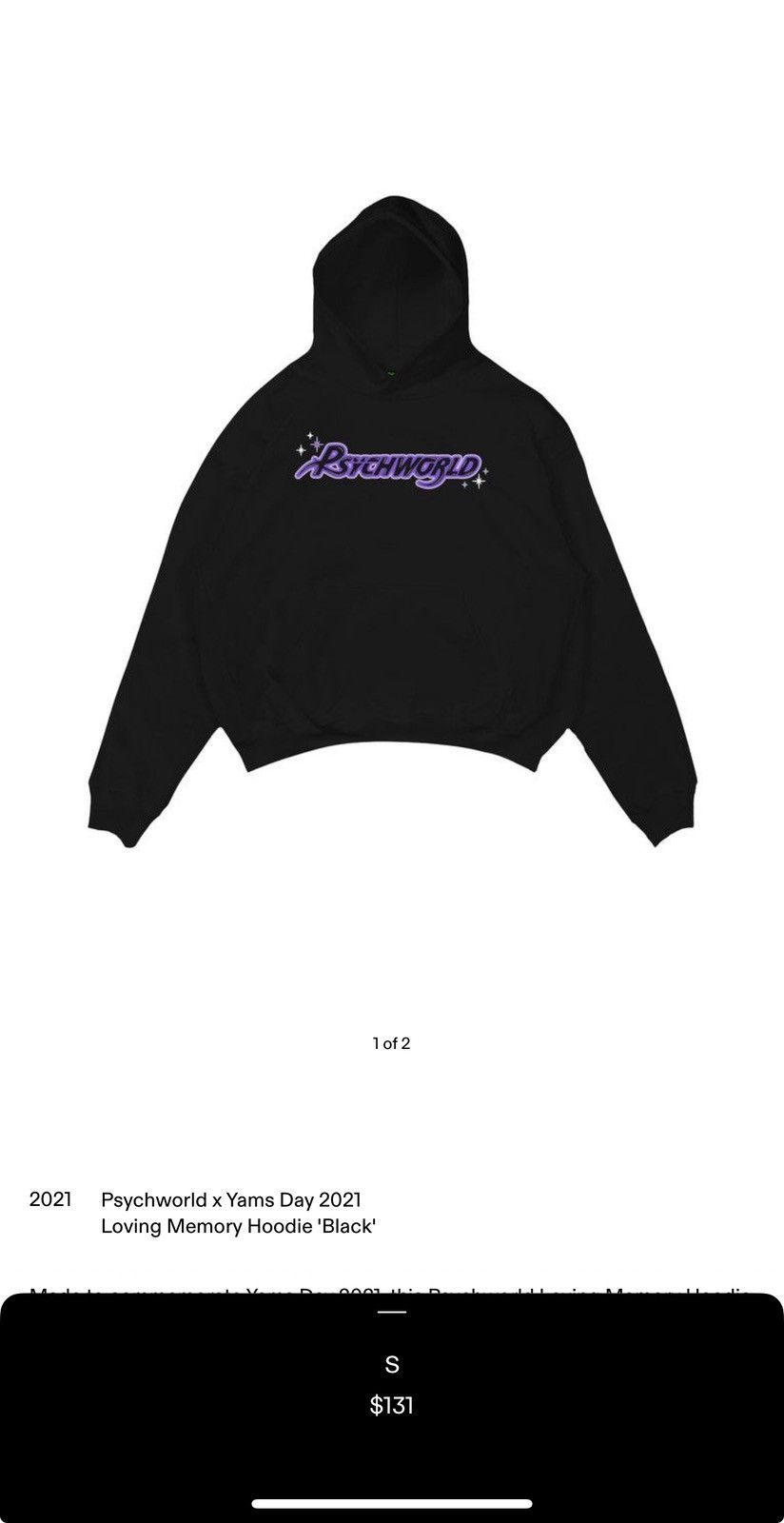 Psychworld Psychworld Black Yams In Loving Memory Hoodie retails $180 Size US S / EU 44-46 / 1 - 3 Thumbnail