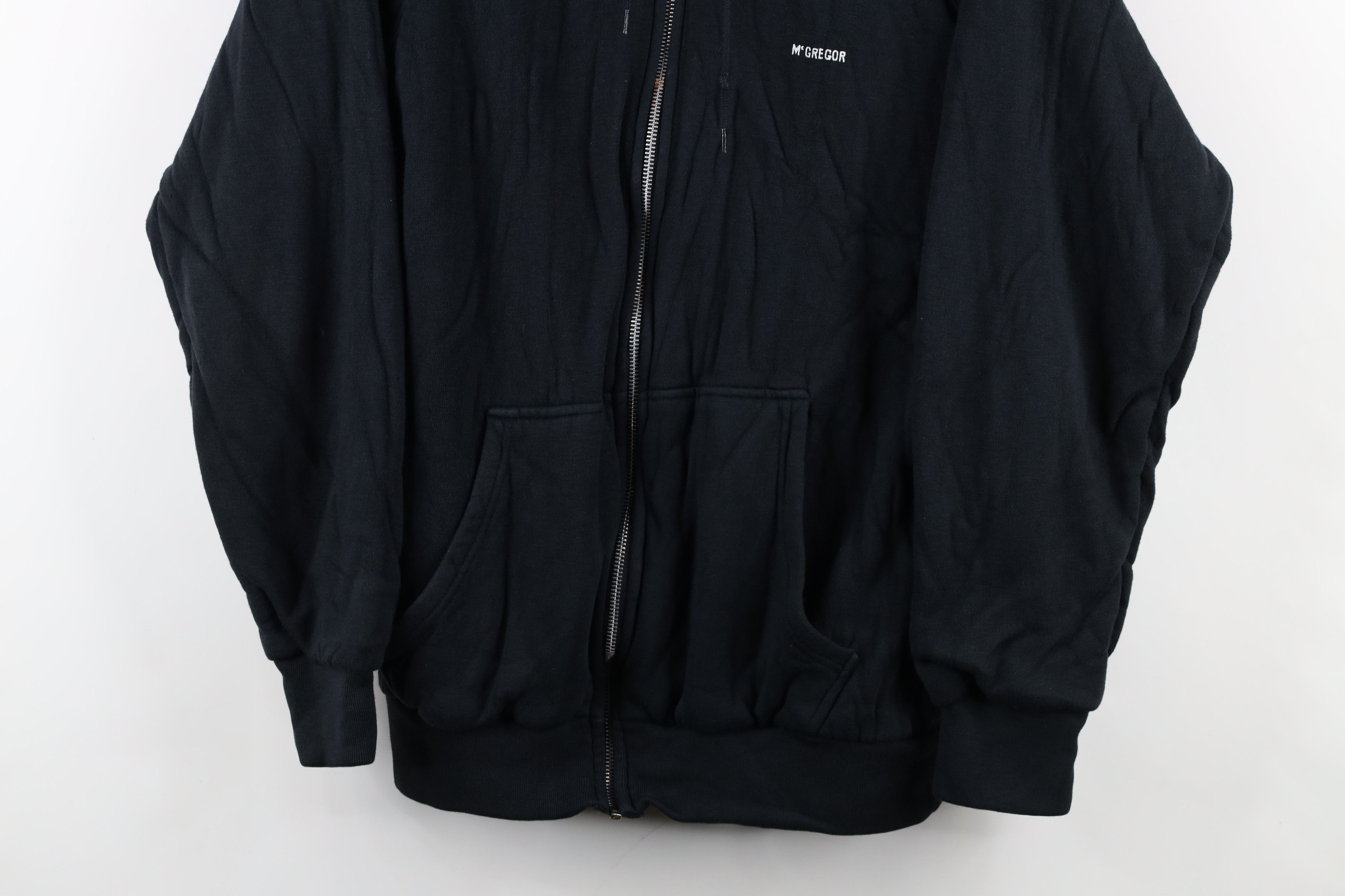 Vintage Vintage 80s 90s Streetwear Lined Blank Zip Hoodie Black Size US L / EU 52-54 / 3 - 3 Thumbnail