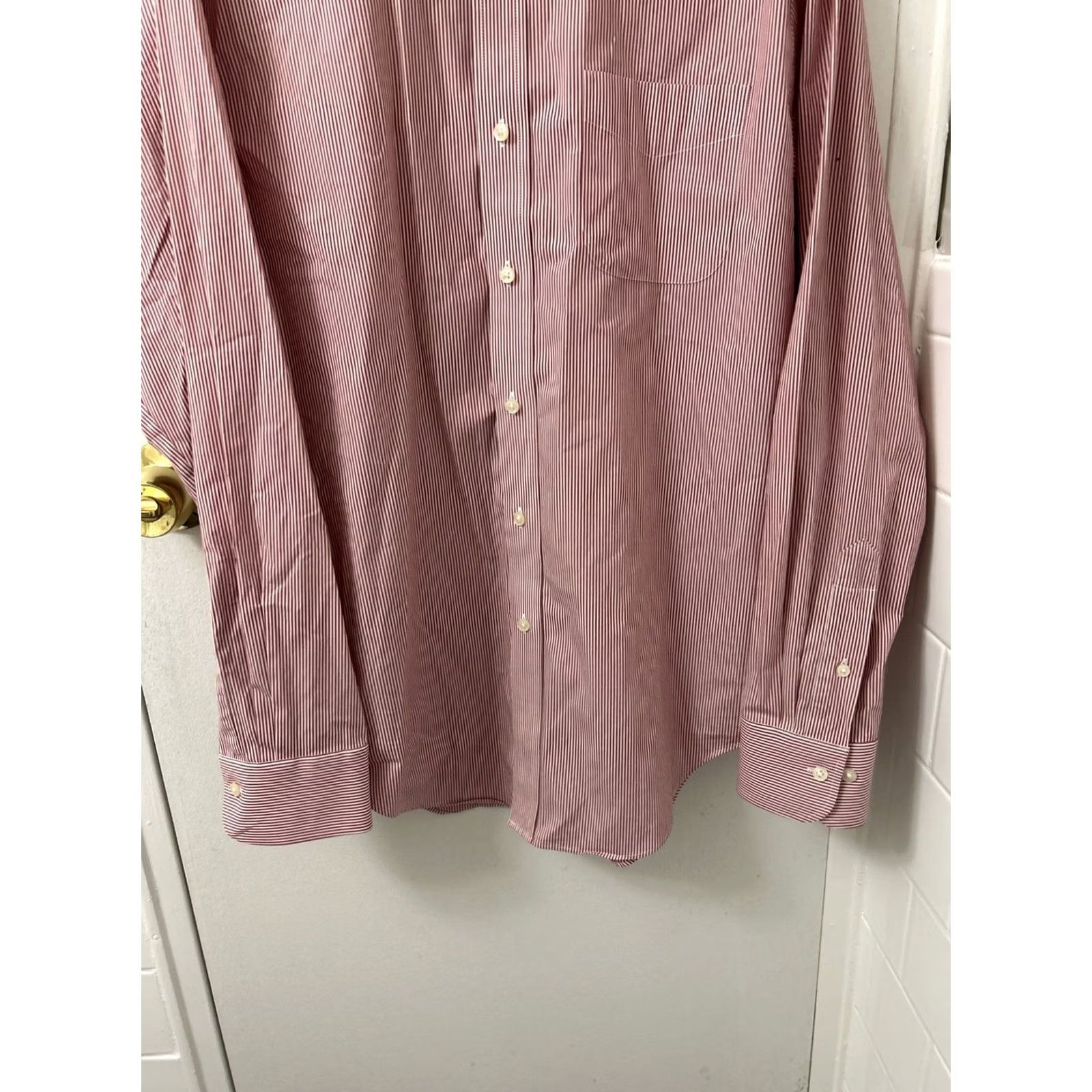 Ralph Lauren Lauren Ralph Lauren Shirt Mens 16 34/35 Red Striped Button Up Stretch Non Iron Size US L / EU 52-54 / 3 - 3 Thumbnail