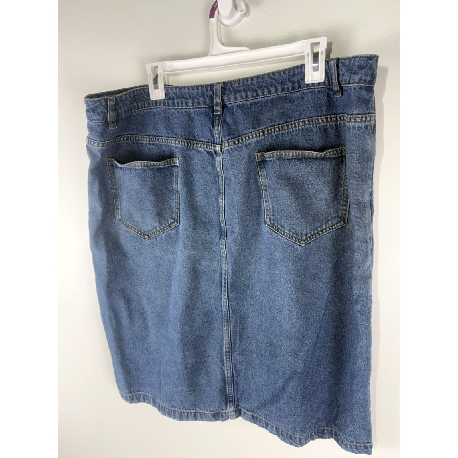 Vintage Emery Rose Women's Denim Midi Skirt 3X Plus Size Casual Bohemian 90s Stretch Zipper Size 40" / US 18 - 3 Thumbnail