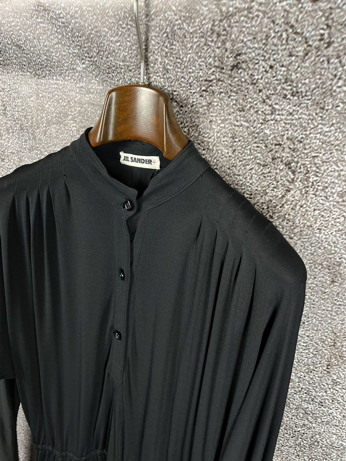 Designer × Jil Sander 90s Jil Sander black vintage viscose tunic dress pleated Size S / US 4 / IT 40 - 6 Thumbnail