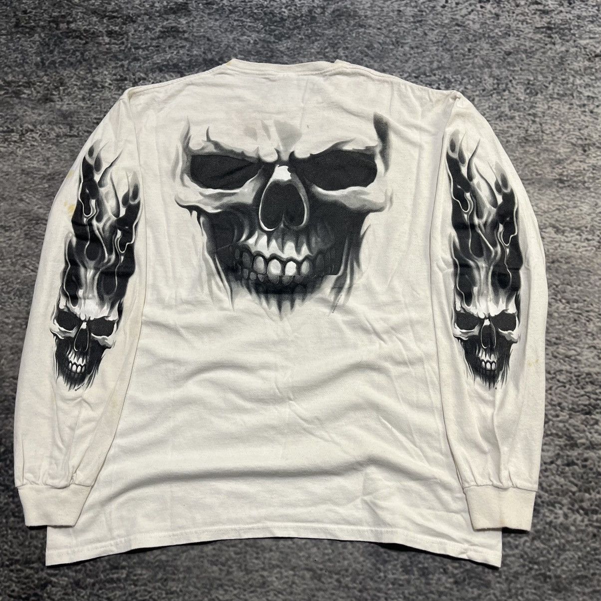 Vintage Vintage Y2K Skull Flames Longsleeve Shirt Grunge Skater Size US L / EU 52-54 / 3 - 8 Thumbnail