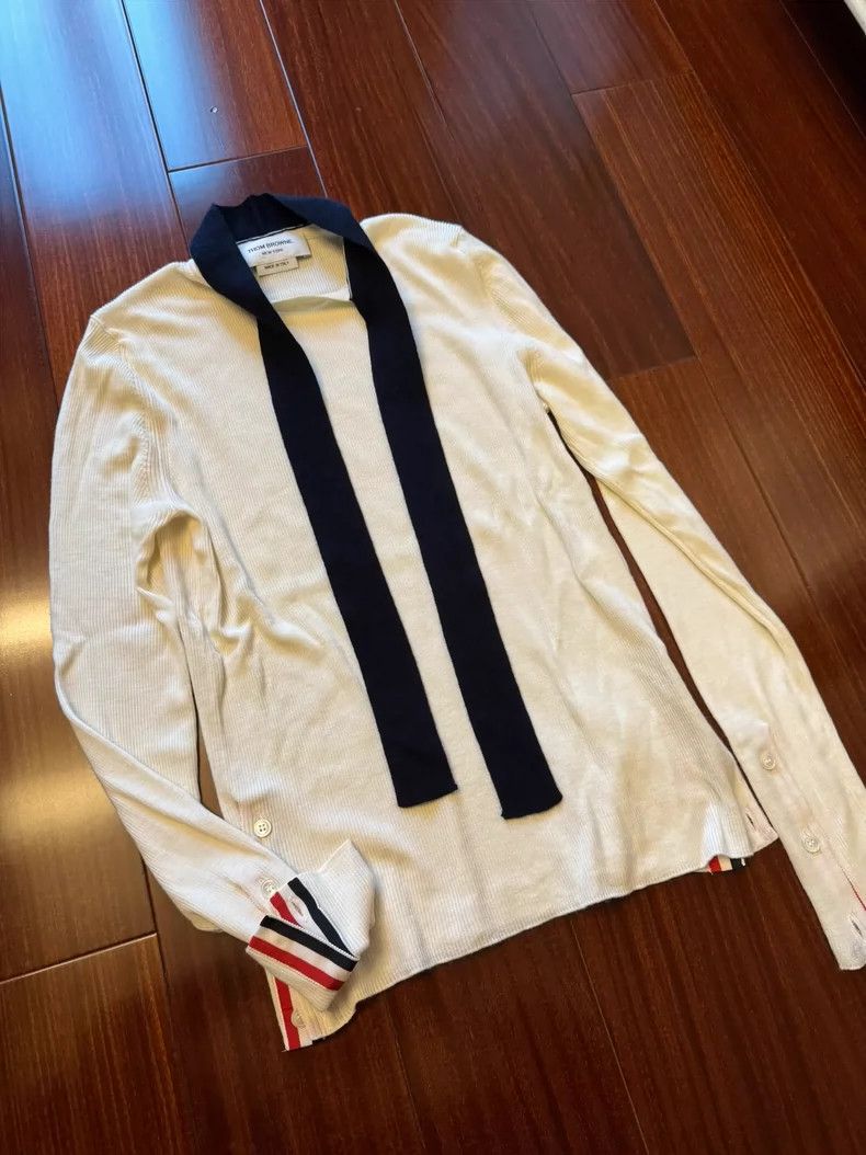Thom Browne Thom browne White knitted long sleeves 2504-Nextarrow Size US XS / EU 42 / 0 - 2 Thumbnail