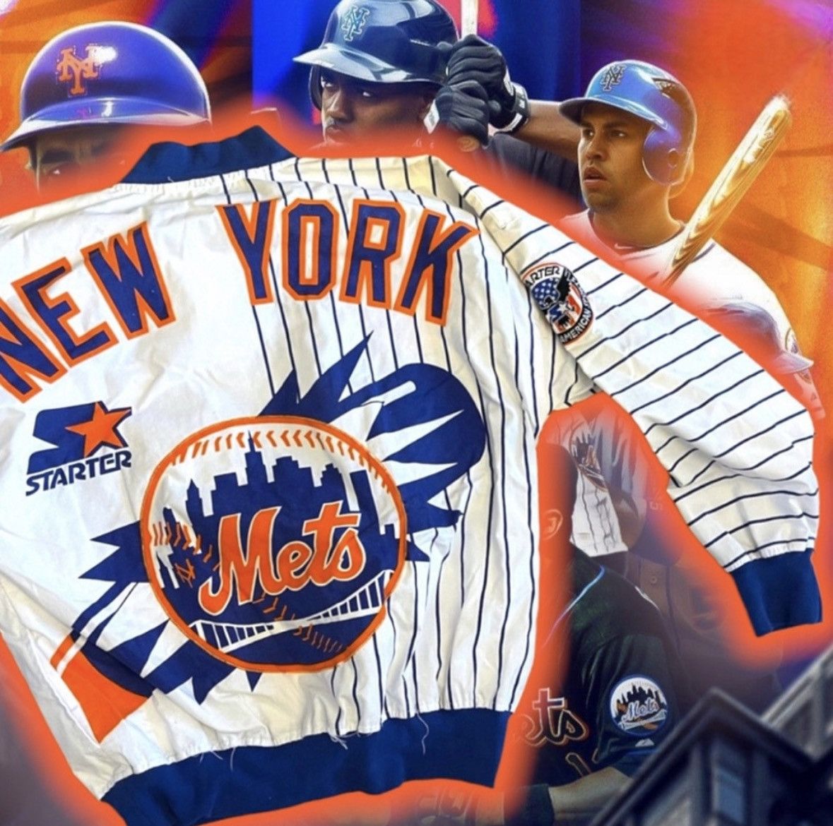 Starter 💎ViNTaGe 💎NeW YoRK MeTs ⚾️ BiG LoGo STaRTeR ⭐️ PuLLoVeR 🧢🧥 Size US L / EU 52-54 / 3 - 6 Thumbnail