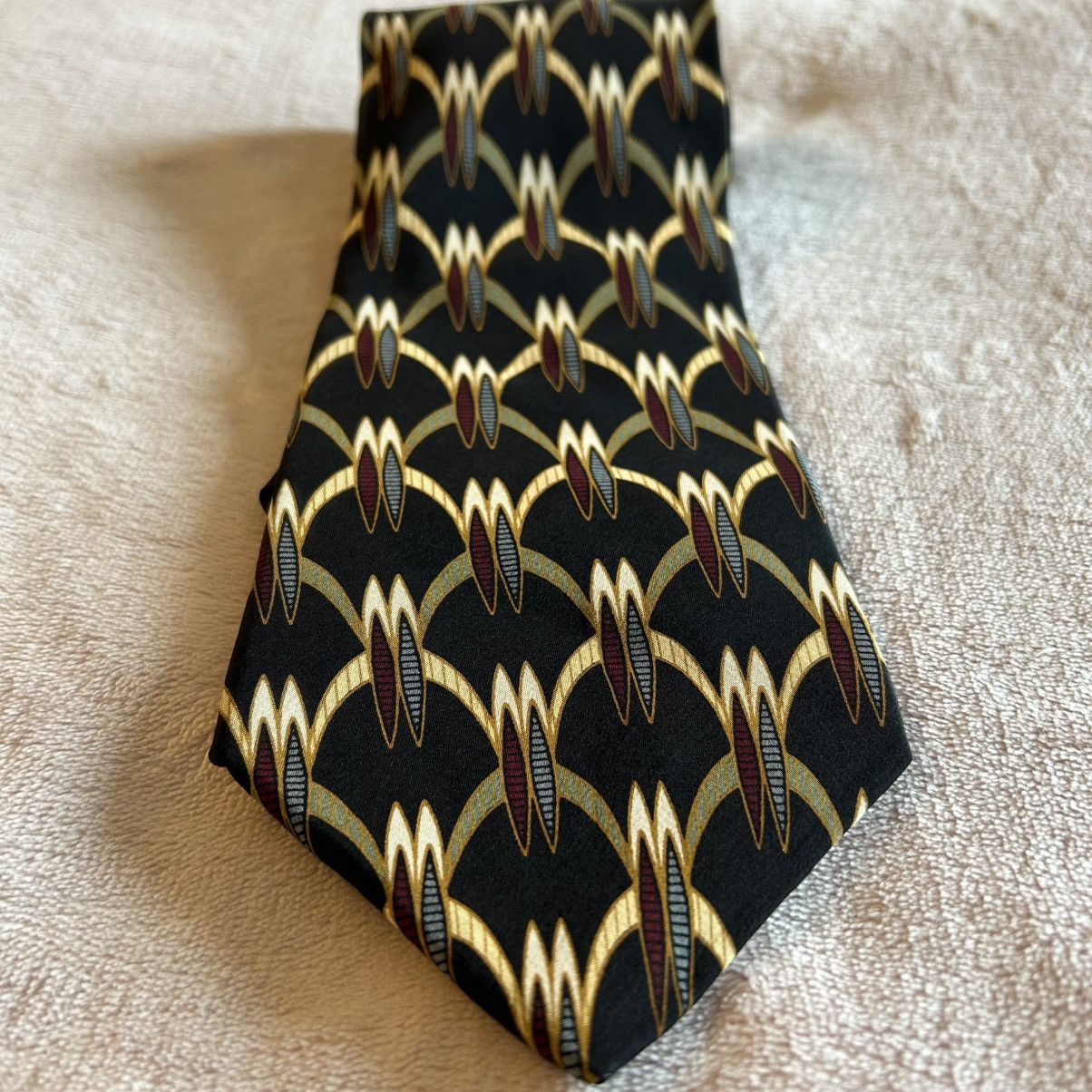 Bill Blass Bill Blass Black Label black and gold geometric silk tie Size ONE SIZE - 1 Thumbnail